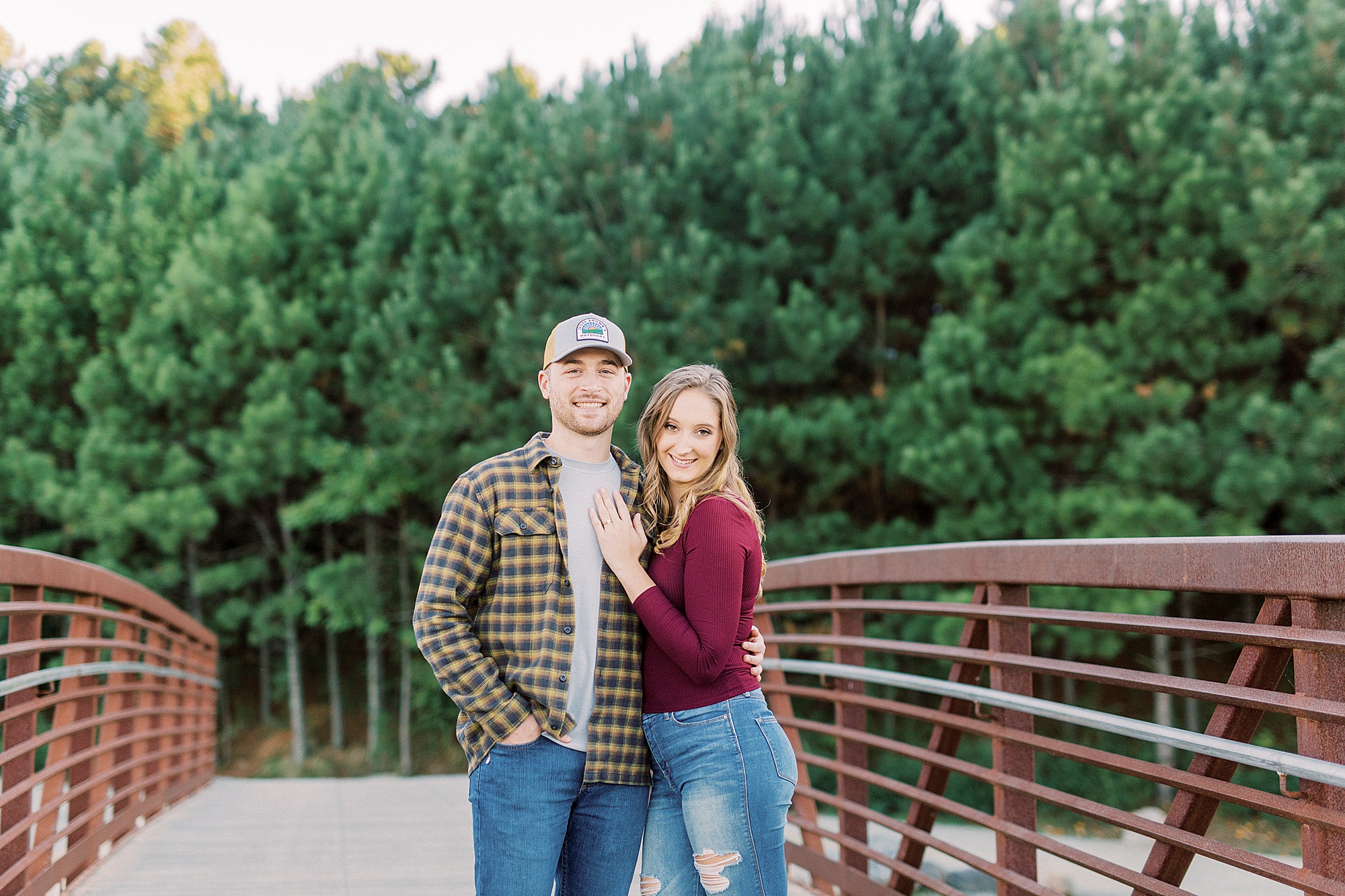 Whitewater Center engagement session on bridge