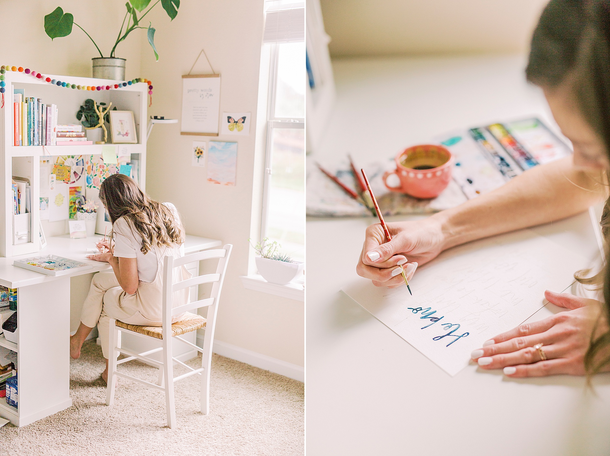 at home Charlotte branding session for watercolor artist