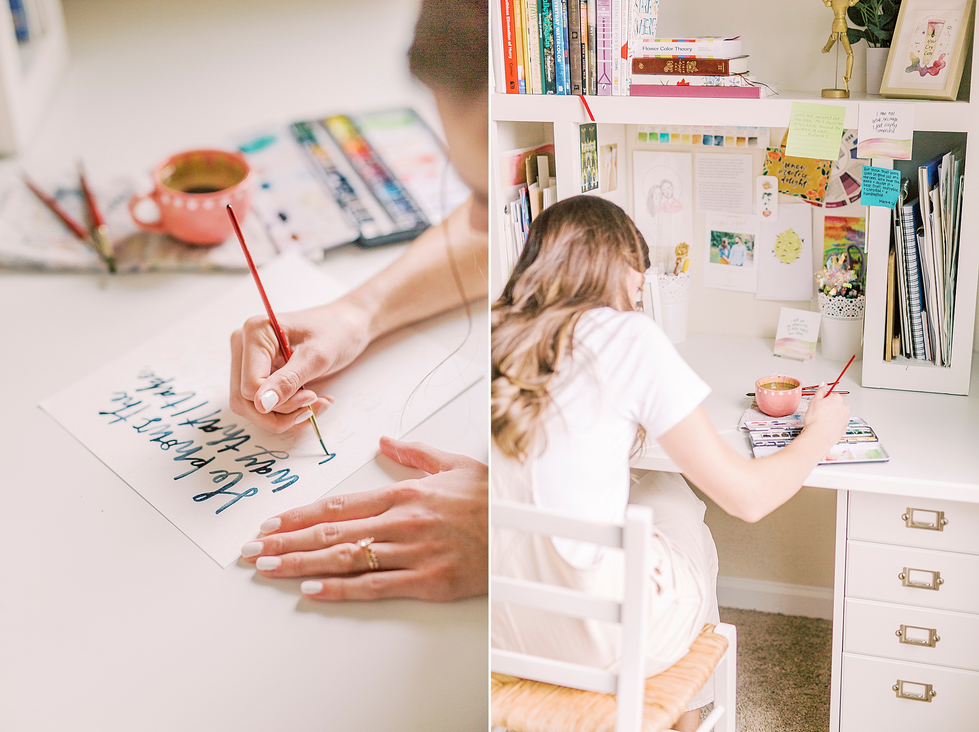 woman works during branding photos in Charlotte NC