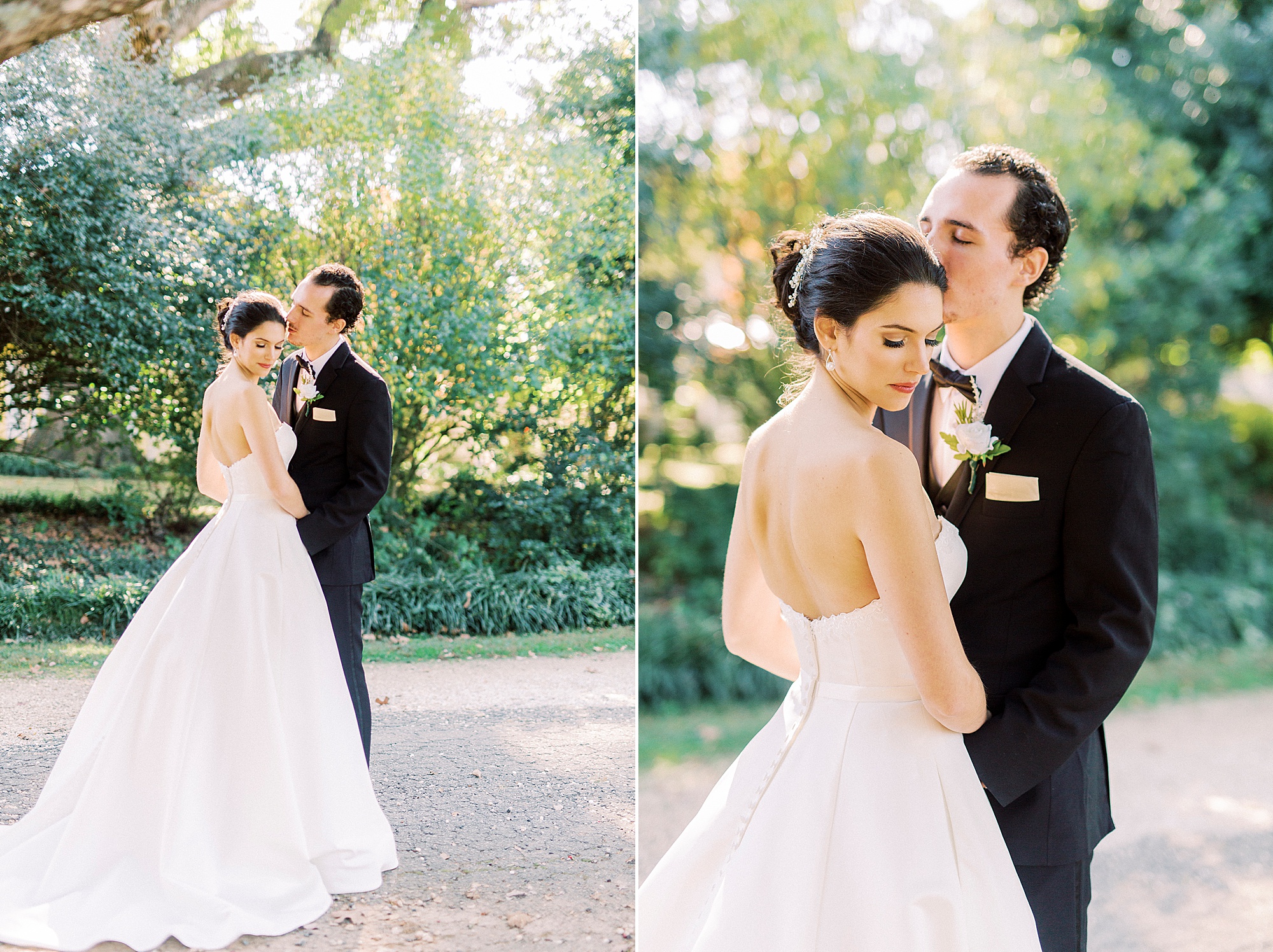 newlyweds hug in driveway at 1812 Hitching Post