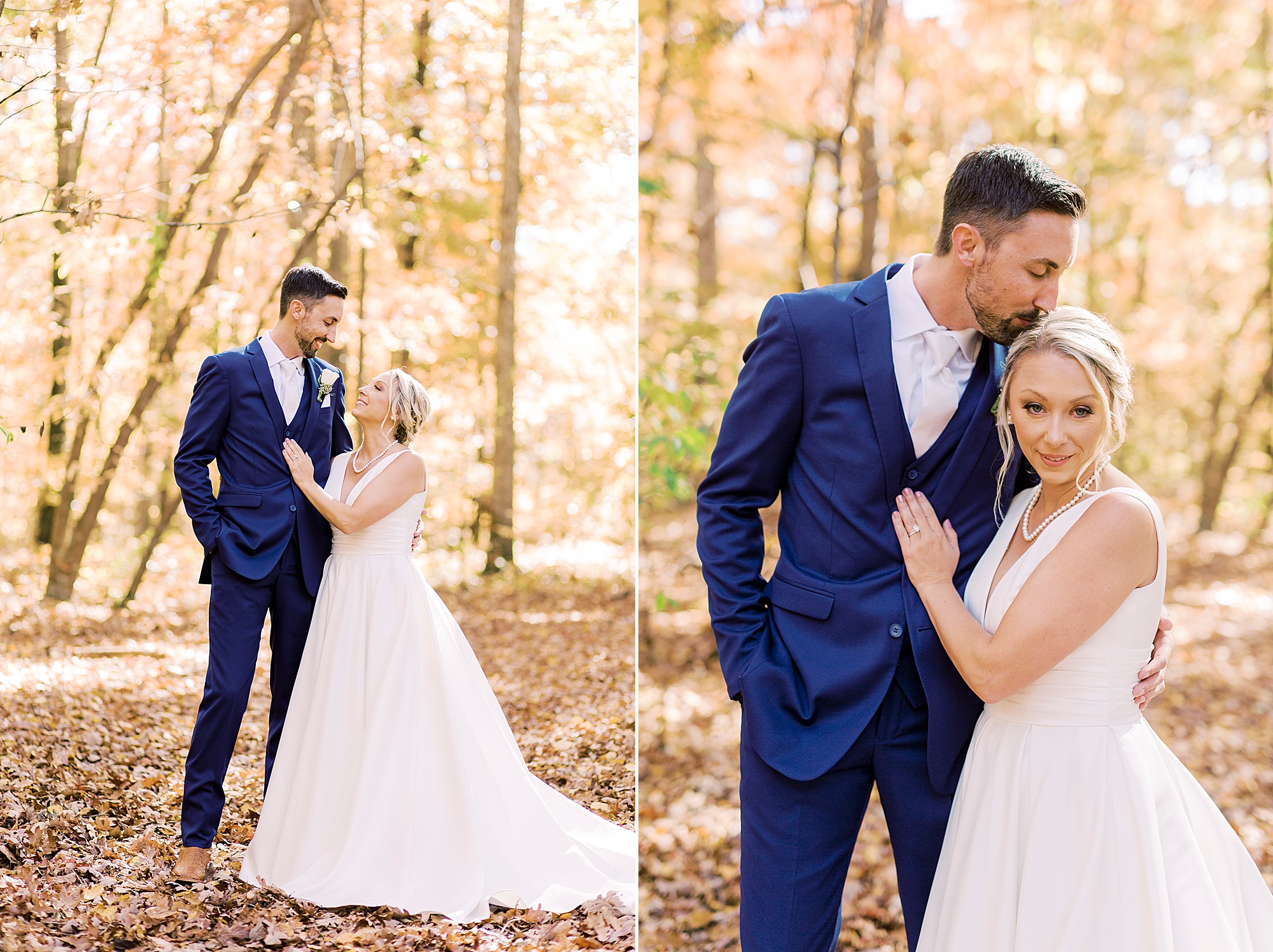 bride and groom hug before Farm at Brusharbor wedding