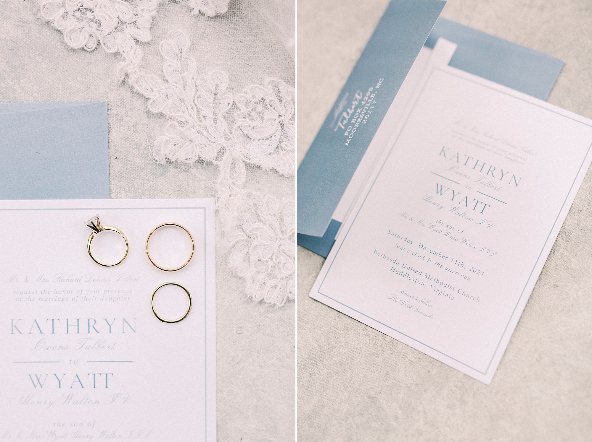 blue and white details for winter wedding
