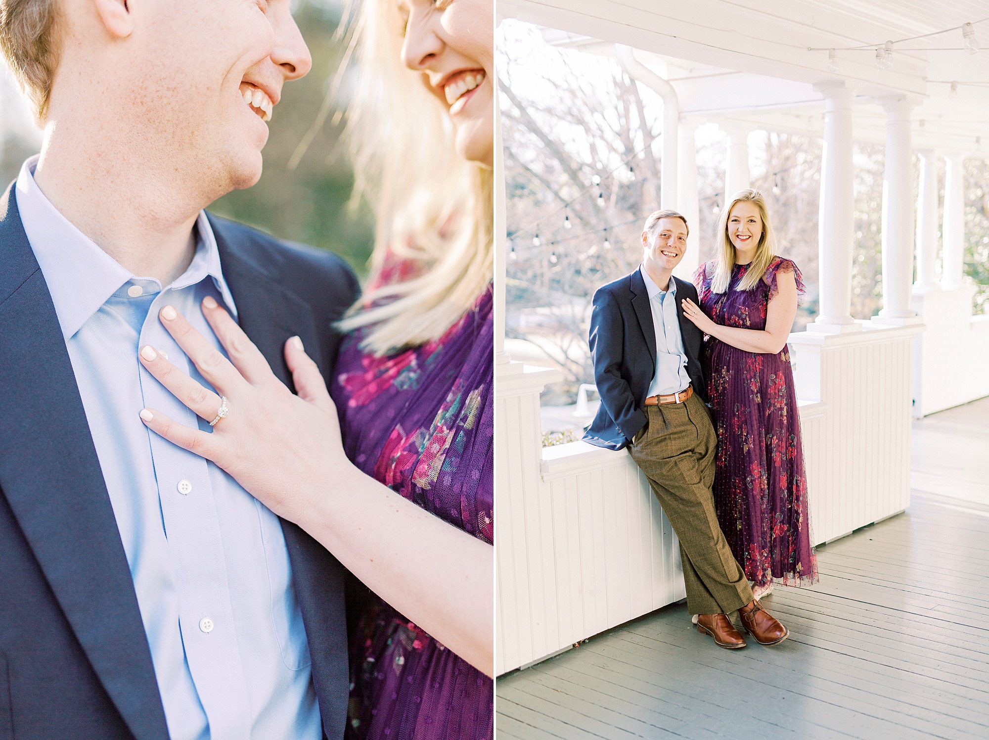bride and groom sit together on patio at Ritchie Hill