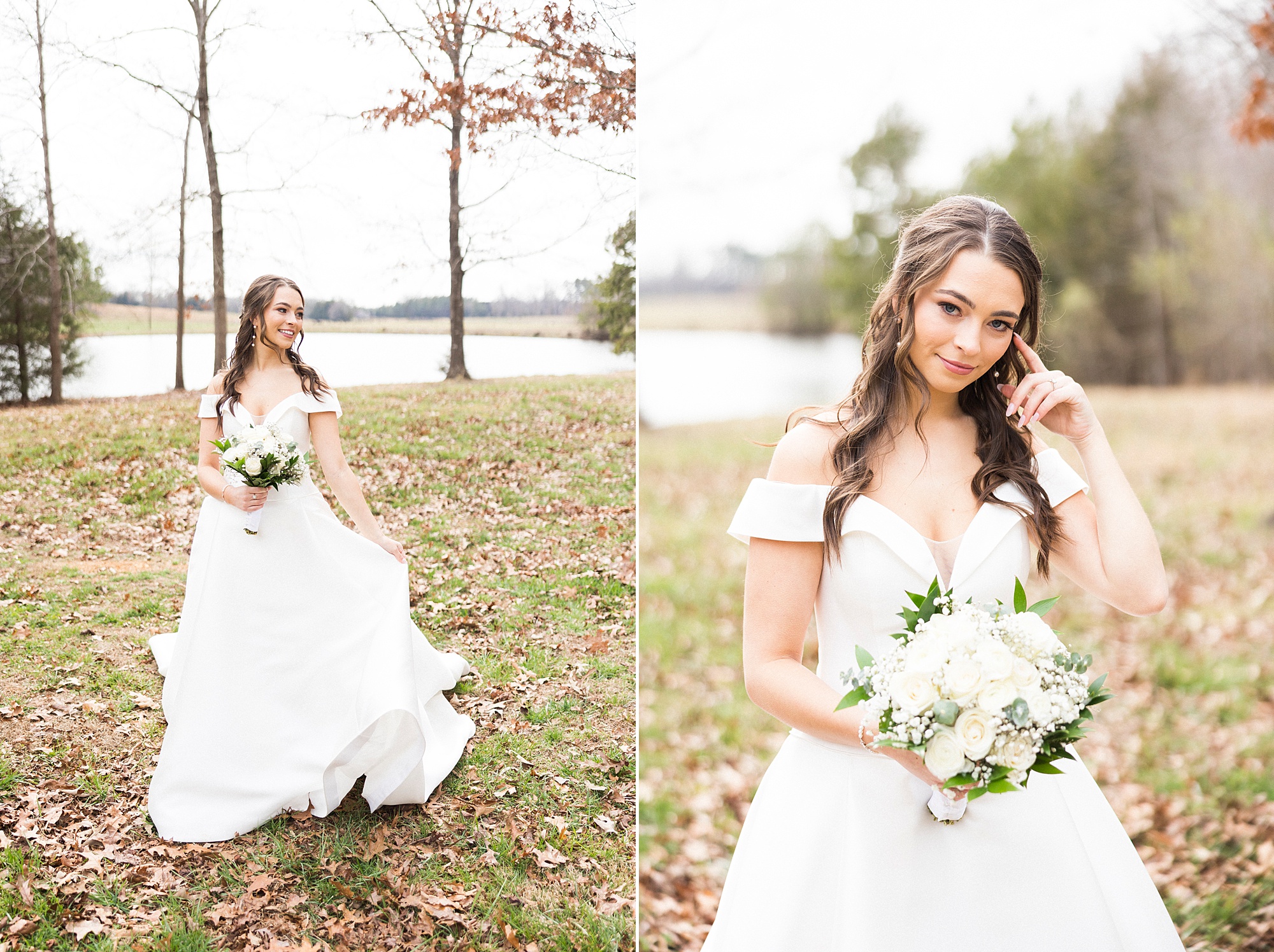 winter bridal portraits along waterfront