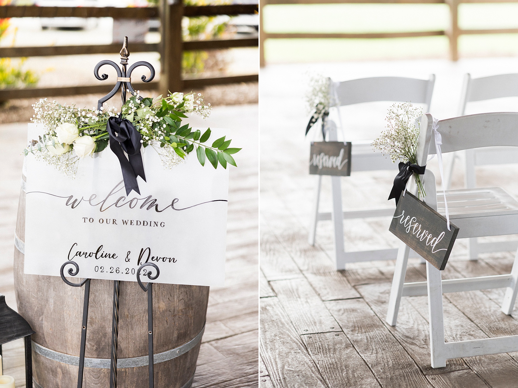 welcome signs for Christ-centered ceremony at The Farm at Brusharbor