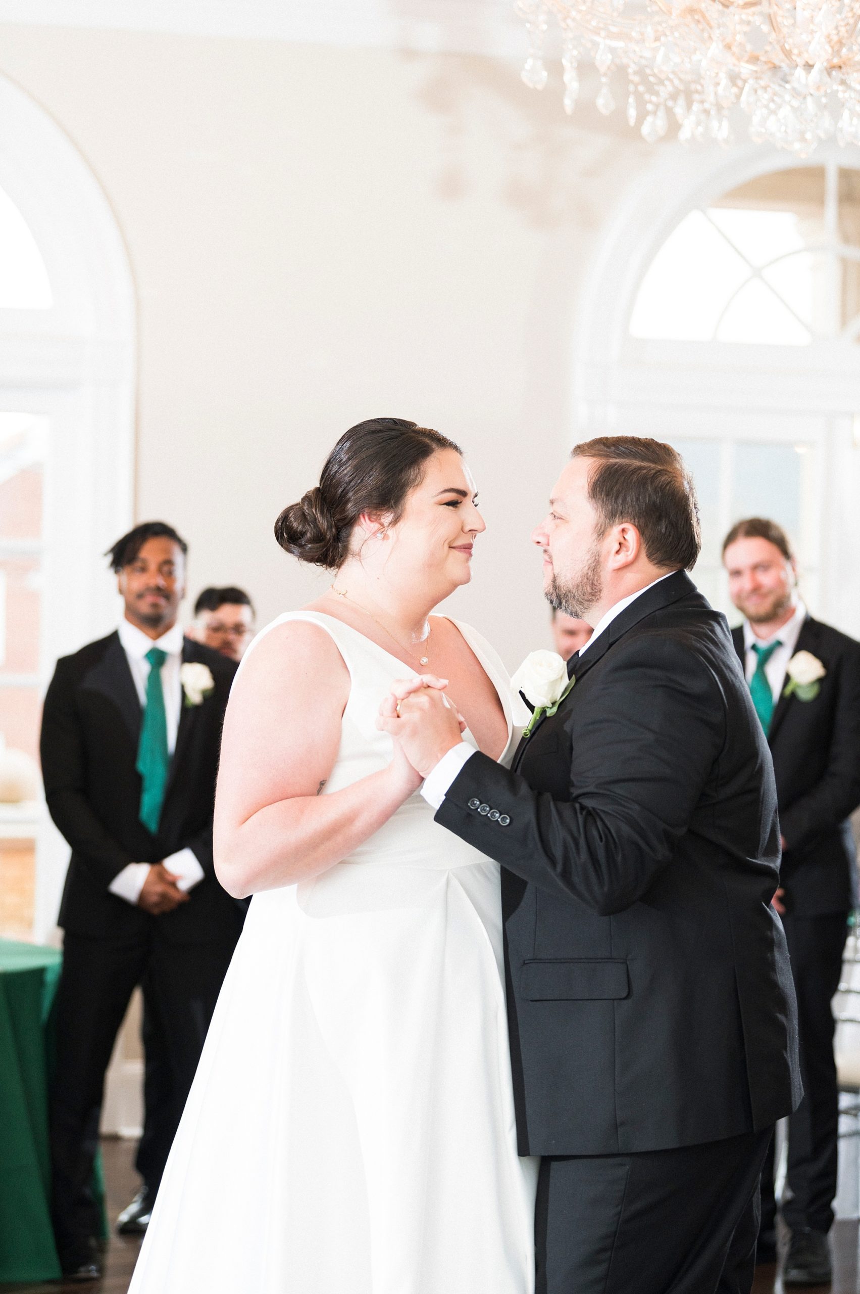 bride and groom dance together during Gastonia NC wedding reception