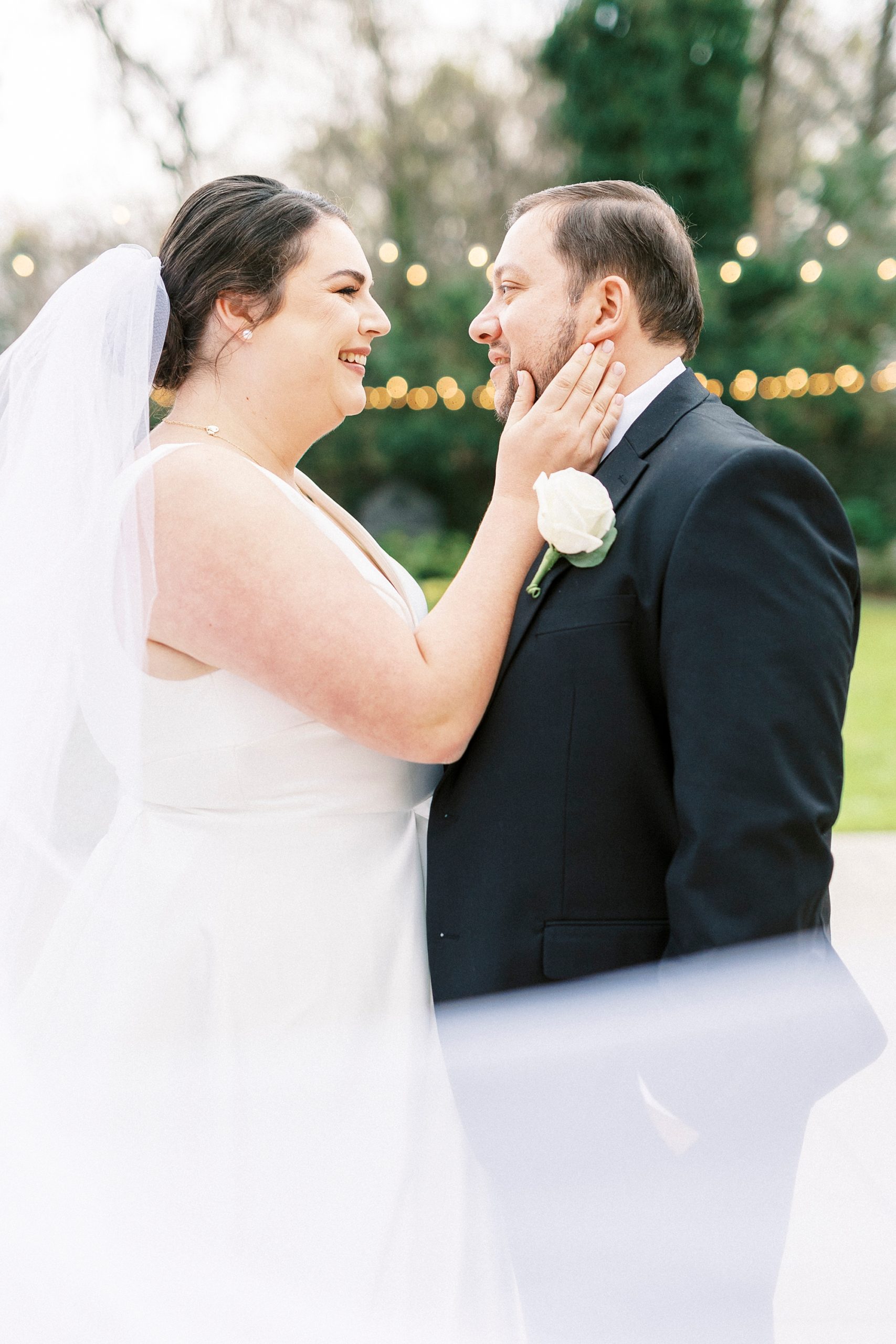 newlyweds pose in gardens at Separk Mansion