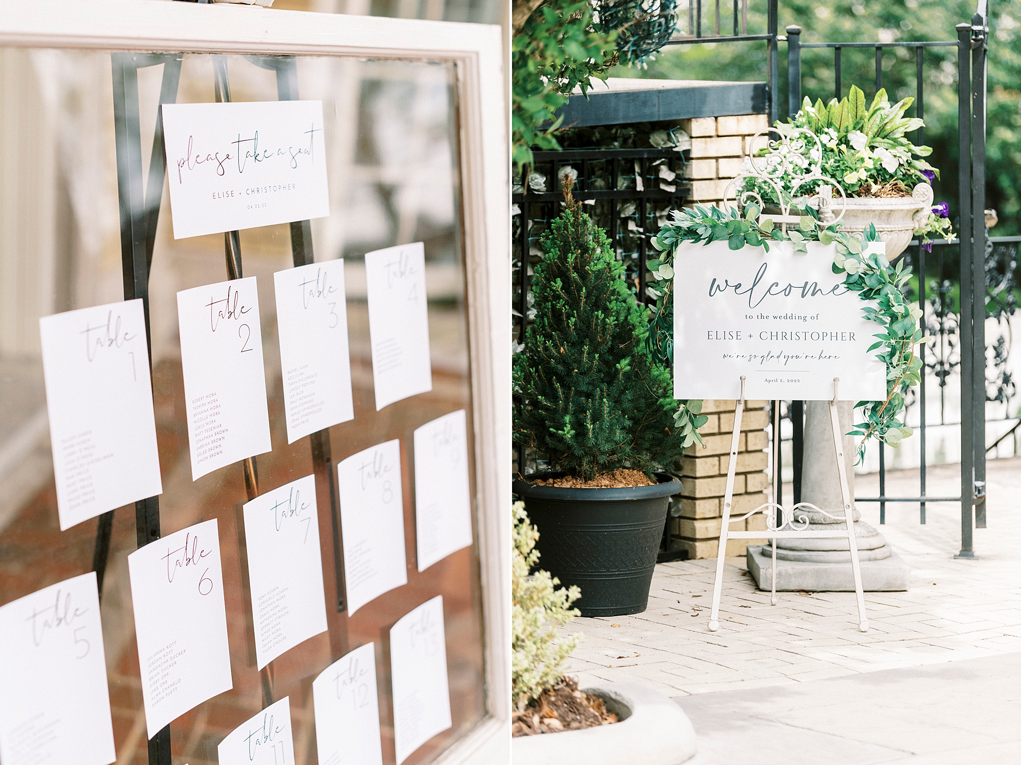 details for spring wedding in gardens at Separk Mansion