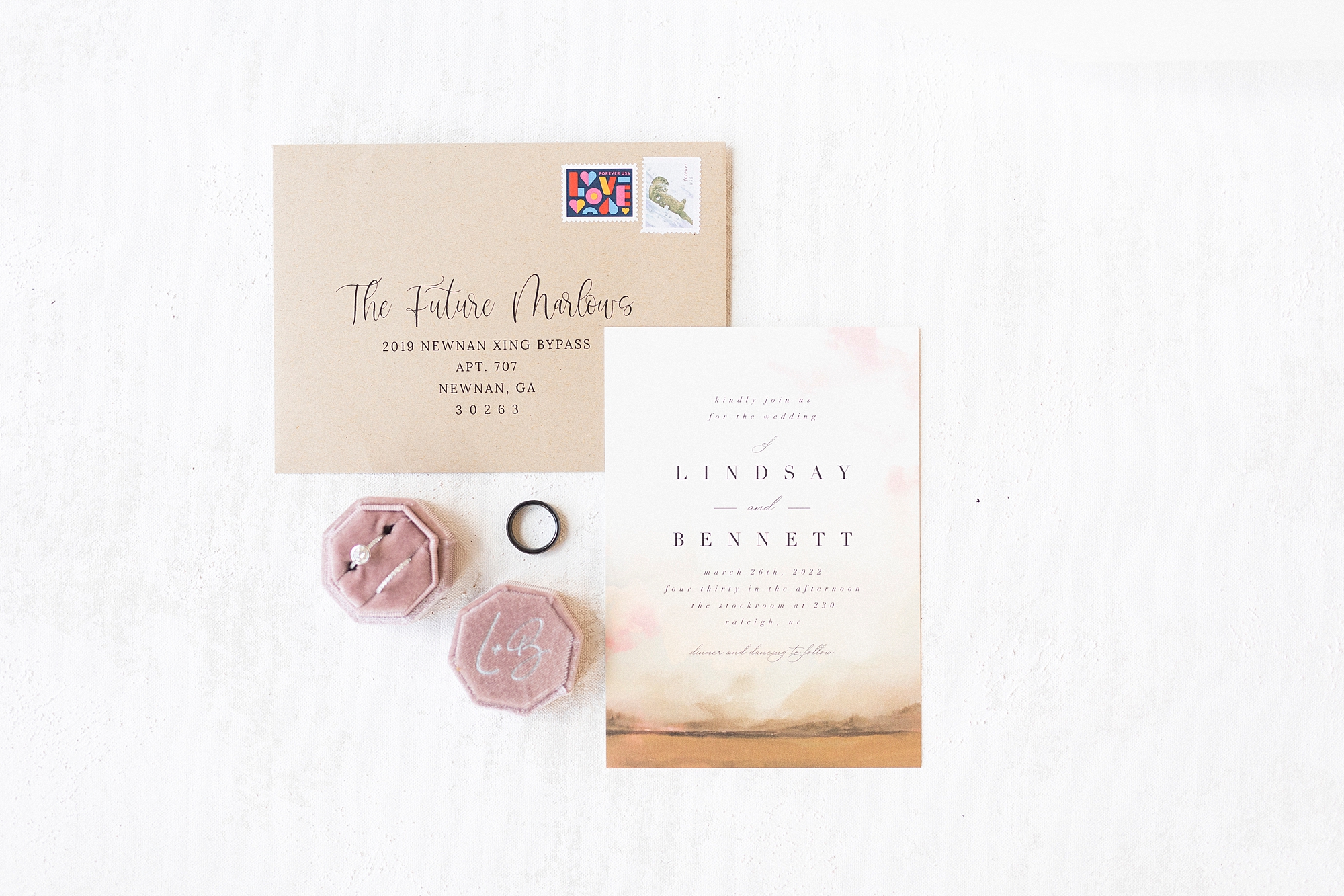 spring invitation suite for Stockroom at 230 wedding