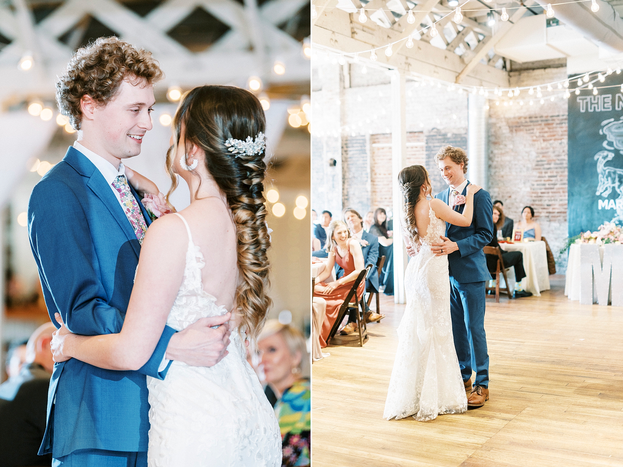 newlyweds dance together during Raleigh NC wedding reception