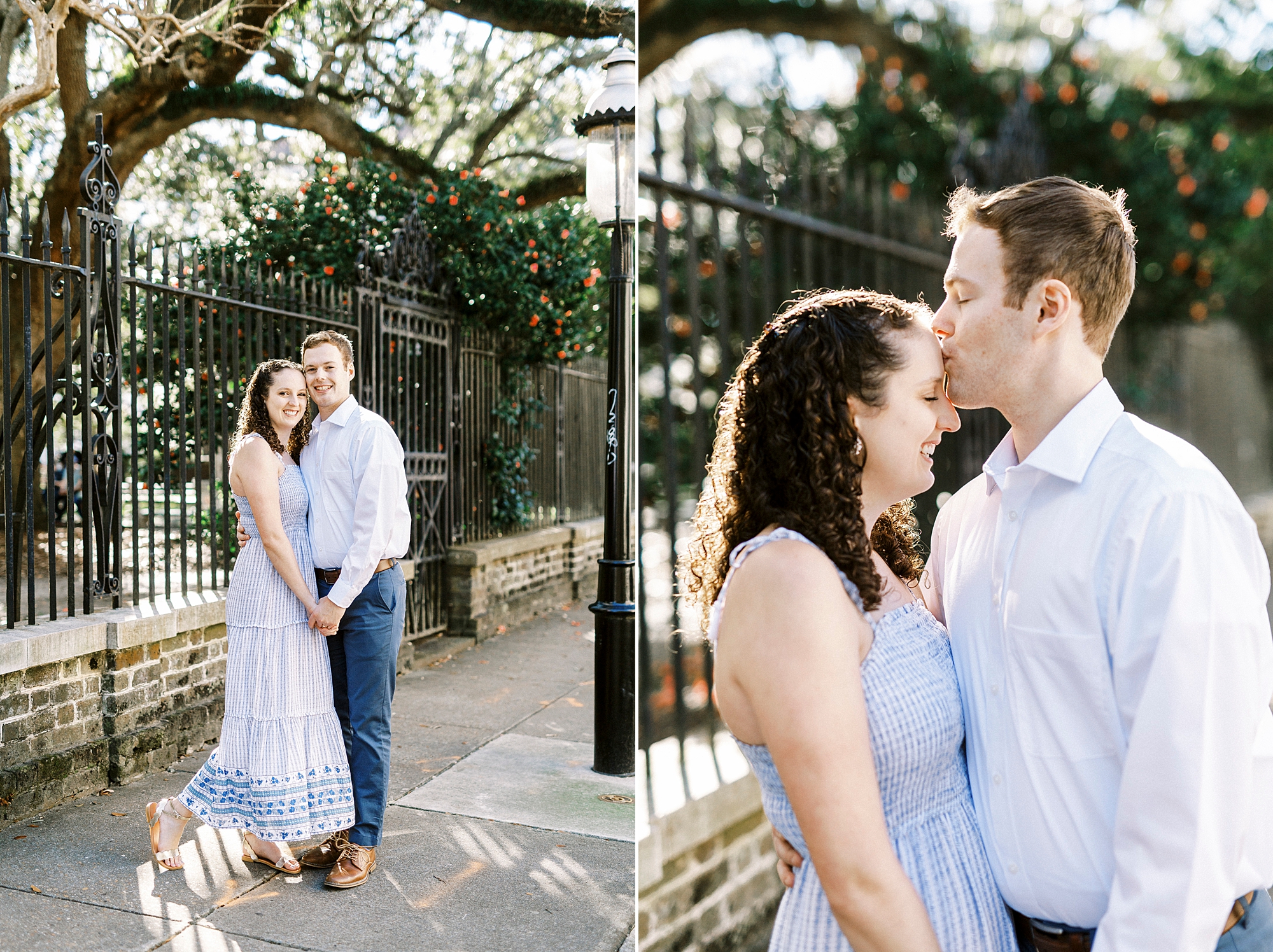 man kisses wife's forehead during SC anniversary photos