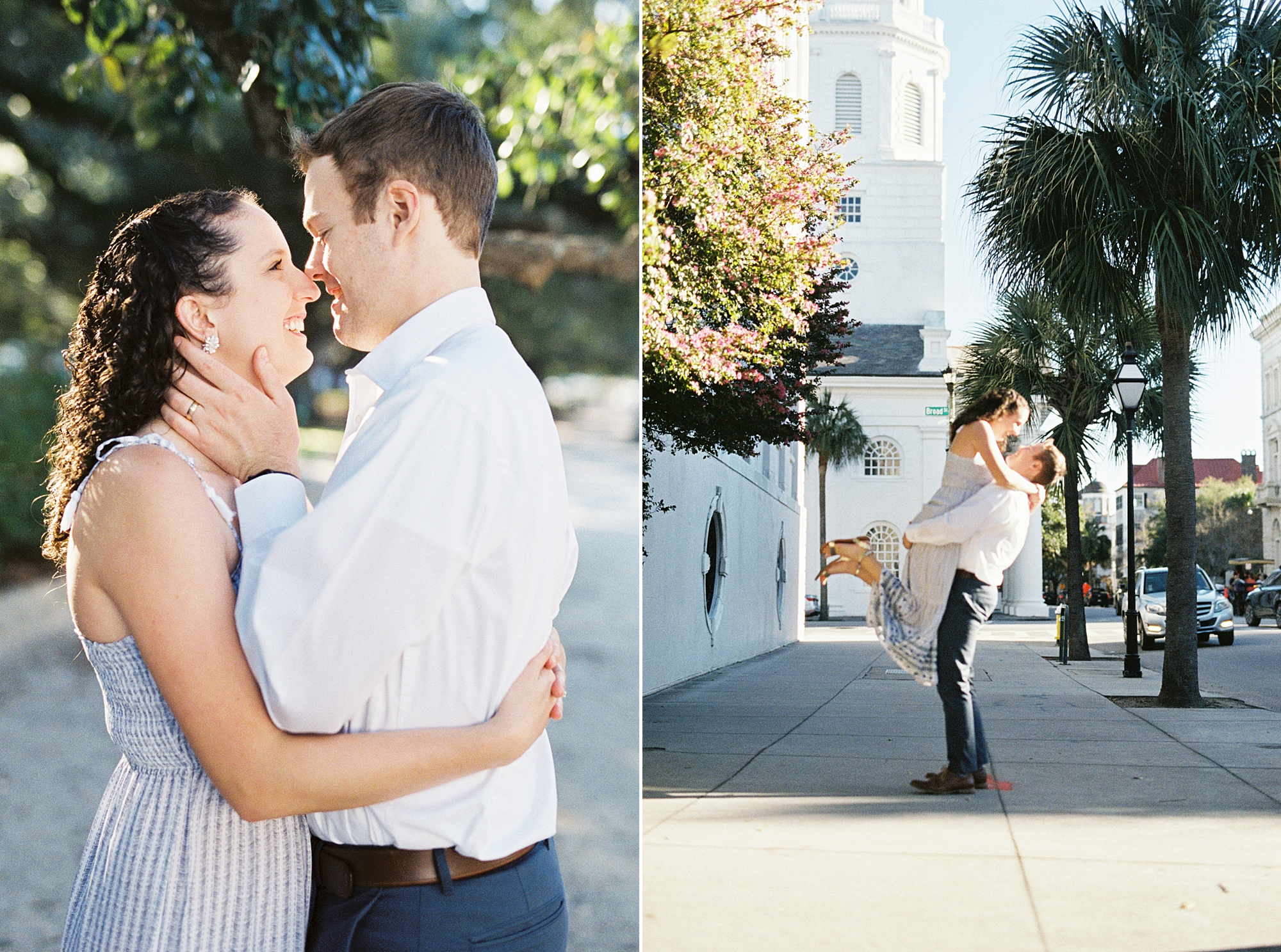 anniversary photos in Downtown Charleston park
