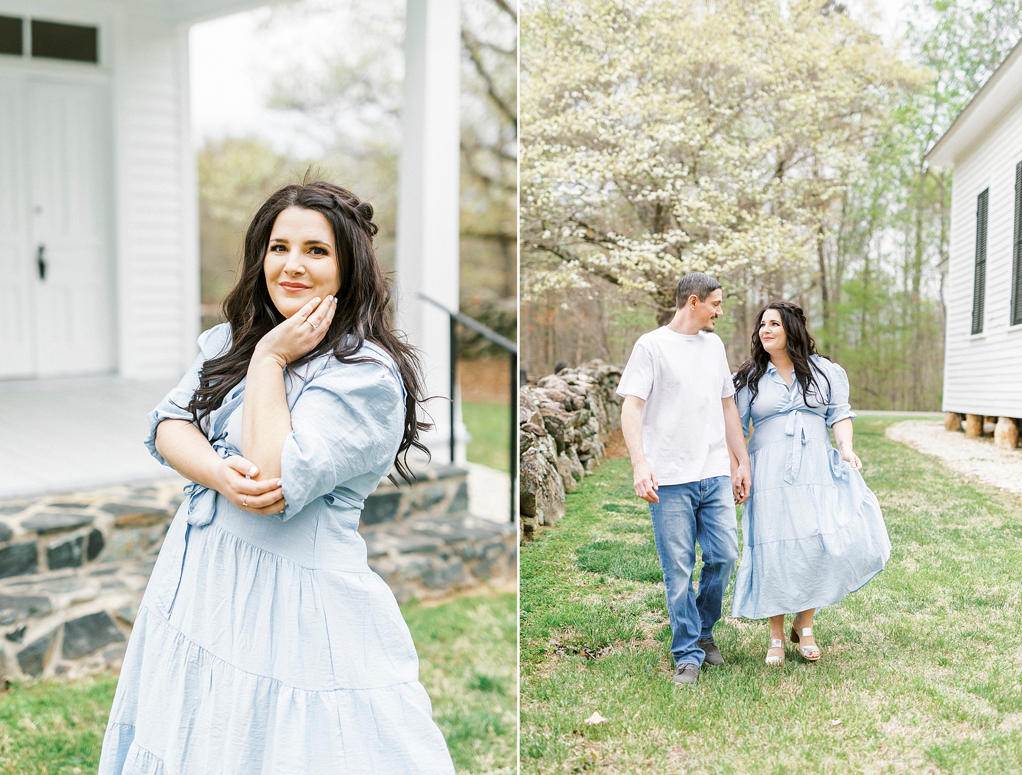 bride walks with groom in Troutman NC