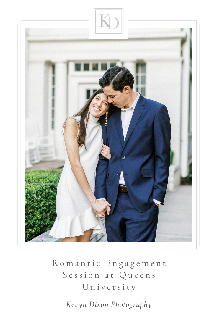 Queens University engagement session for chic couple photographed by NC wedding photographer Kevyn Dixon Photography