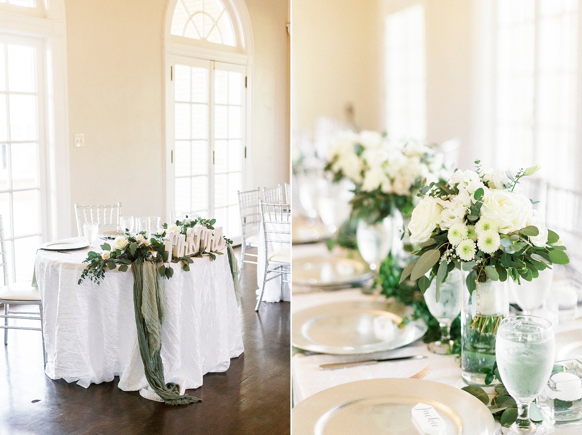 sweetheart table for wedding reception at Separk Mansion