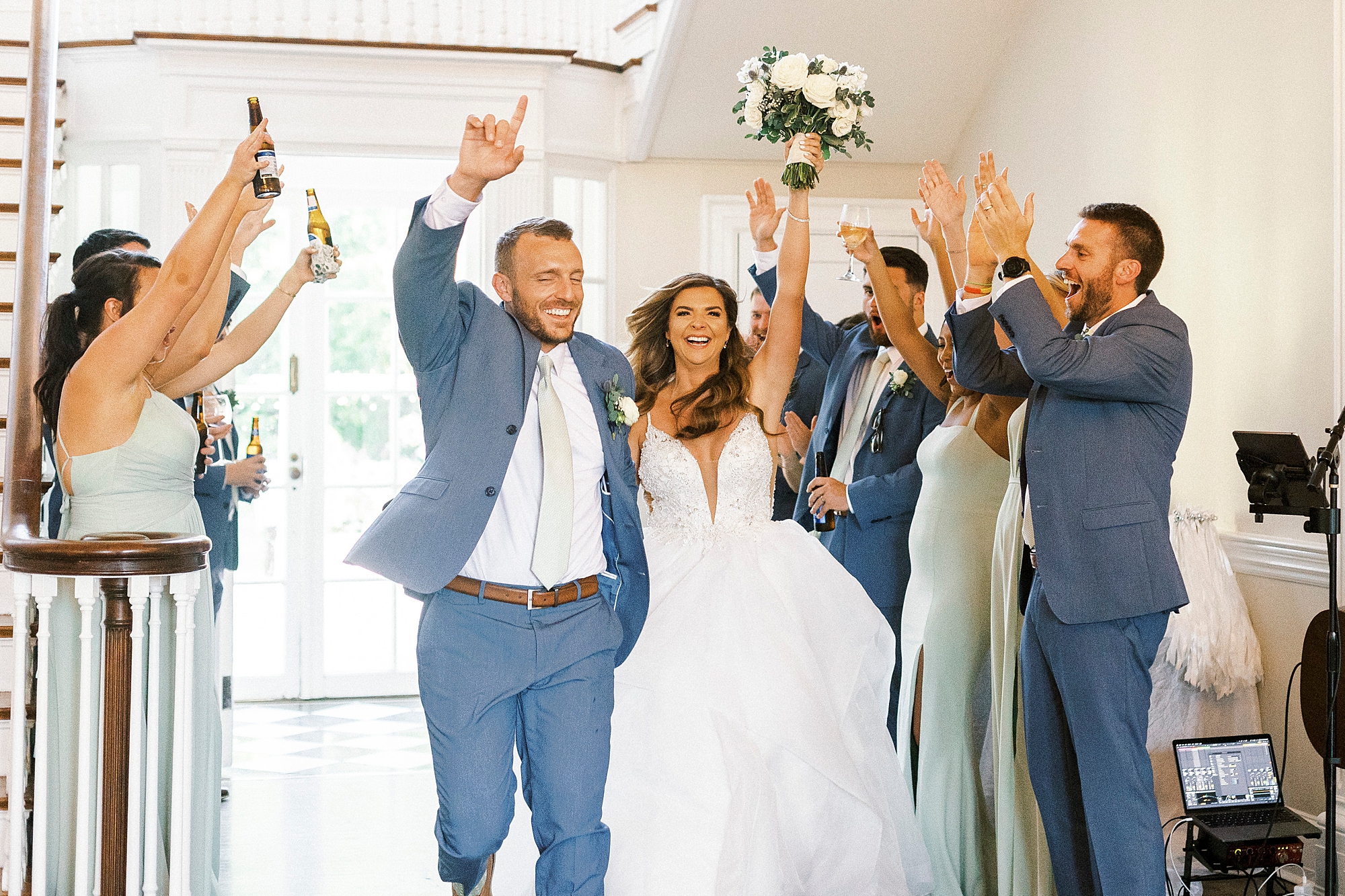 newlyweds cheer walking into reception in Gastonia NC