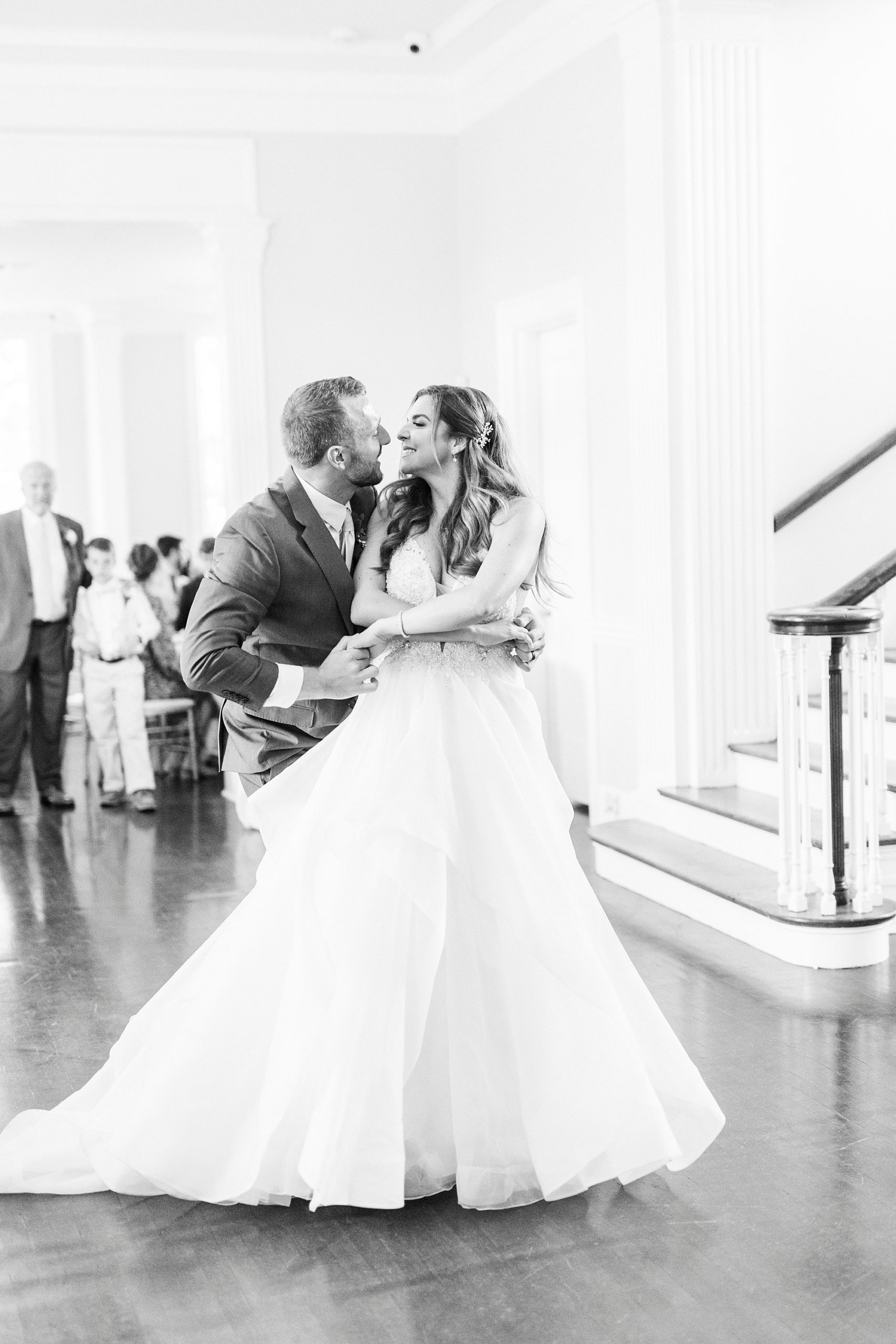 newlyweds have first dance during Gastonia NC wedding reception 