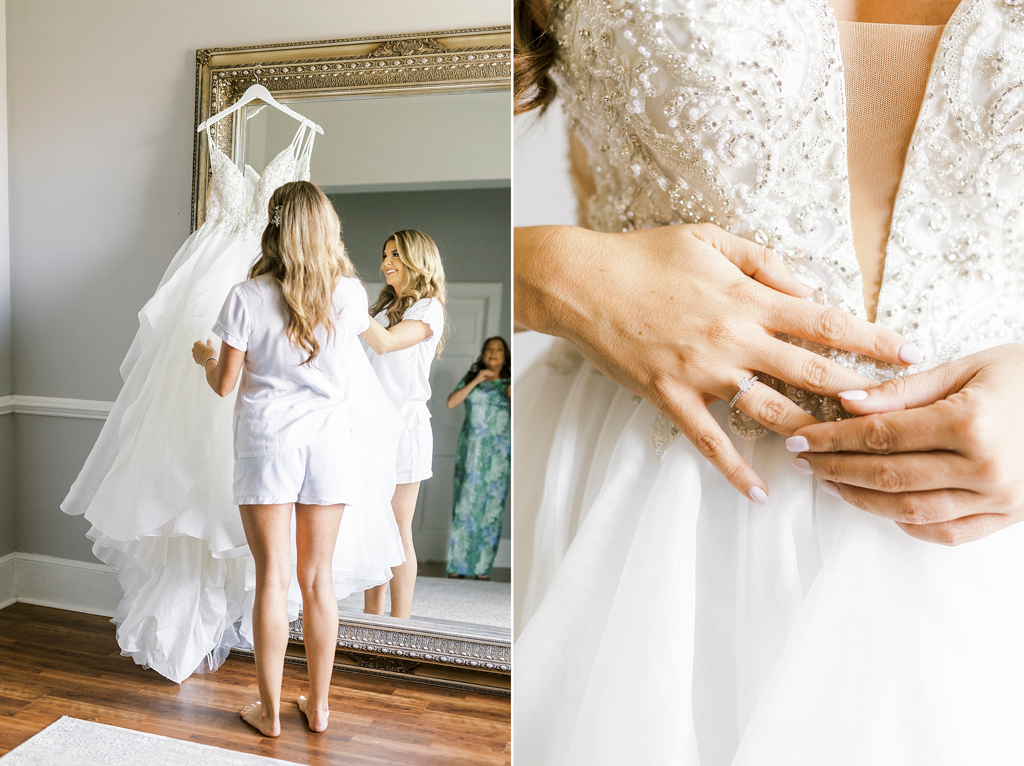 bride prepares for NC wedding day at Separk Mansion