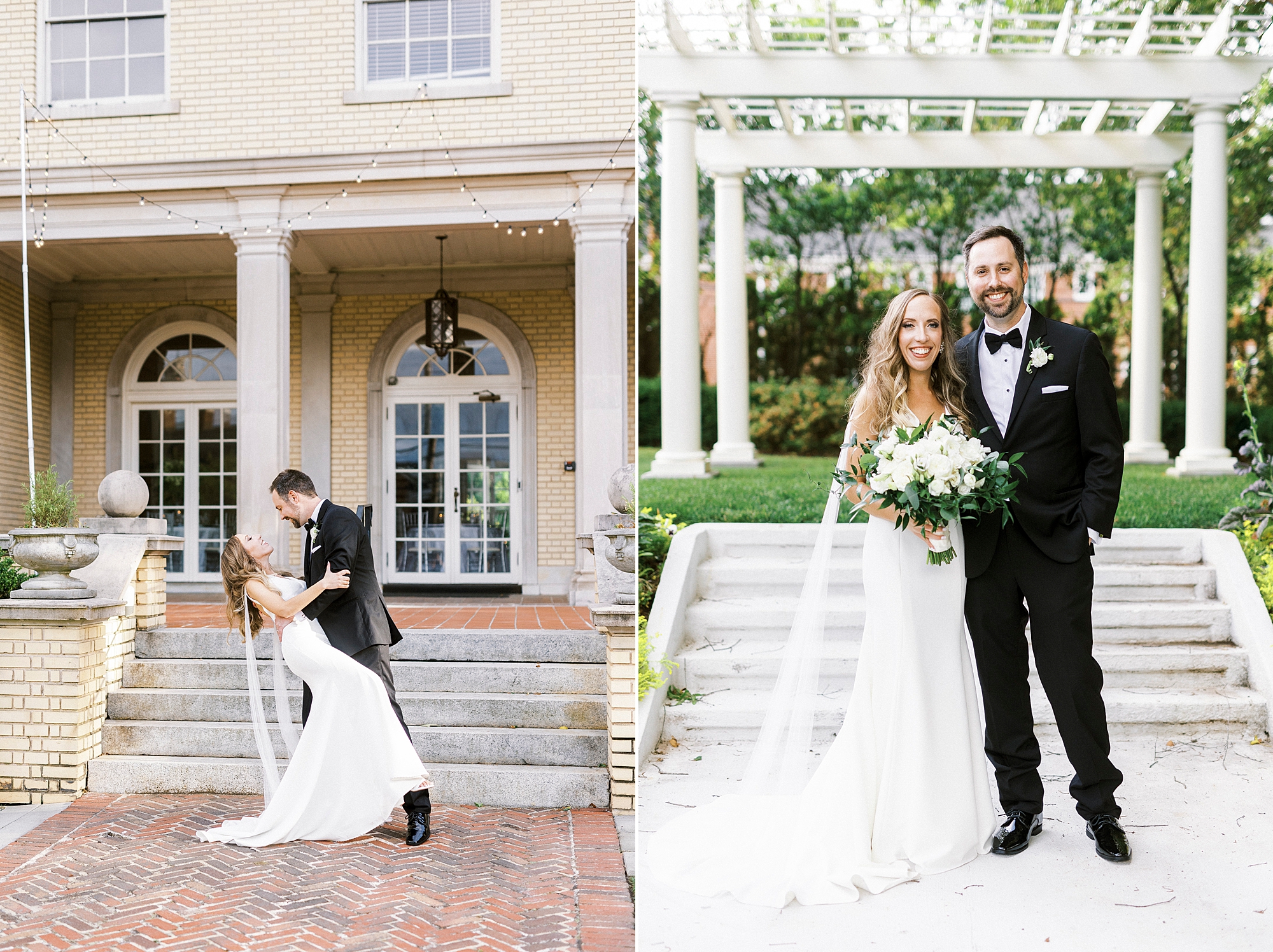 Separk Mansion wedding portraits for bride and groom pose together at Separk Mansion