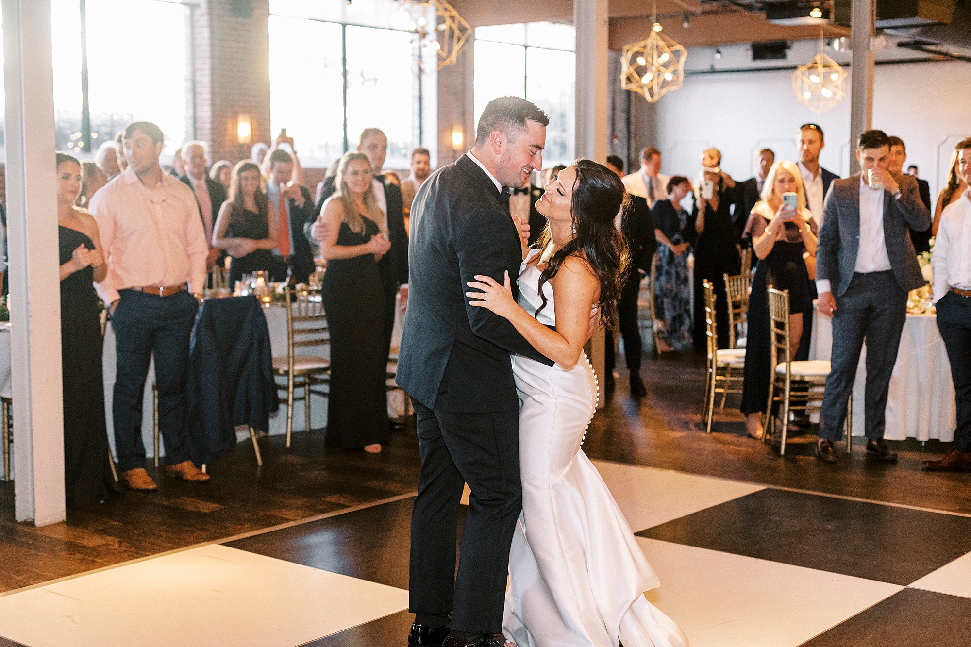 newlyweds dance during classic Byron's South End wedding reception