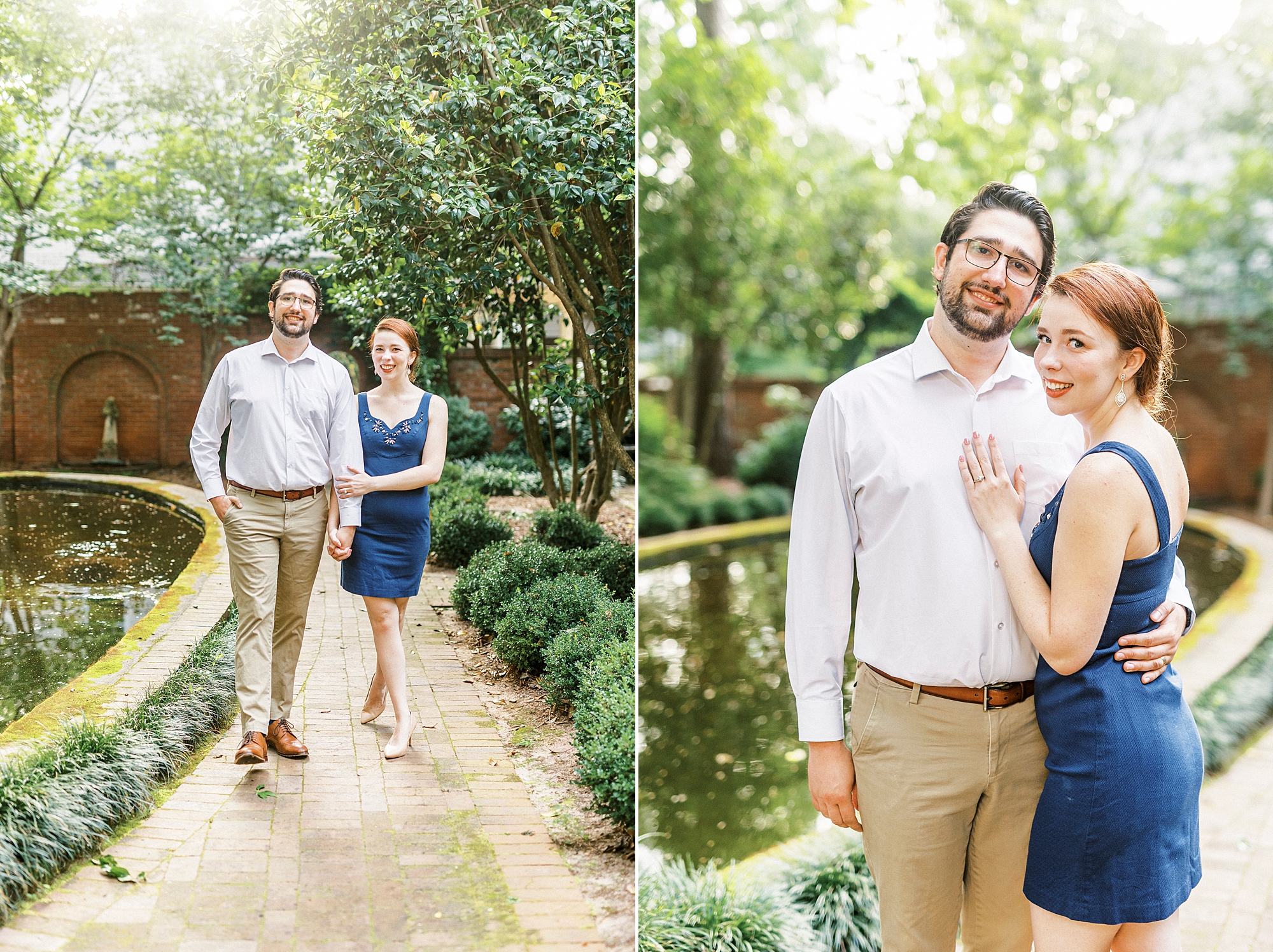 couple walks down pathway in Wing Haven Garden