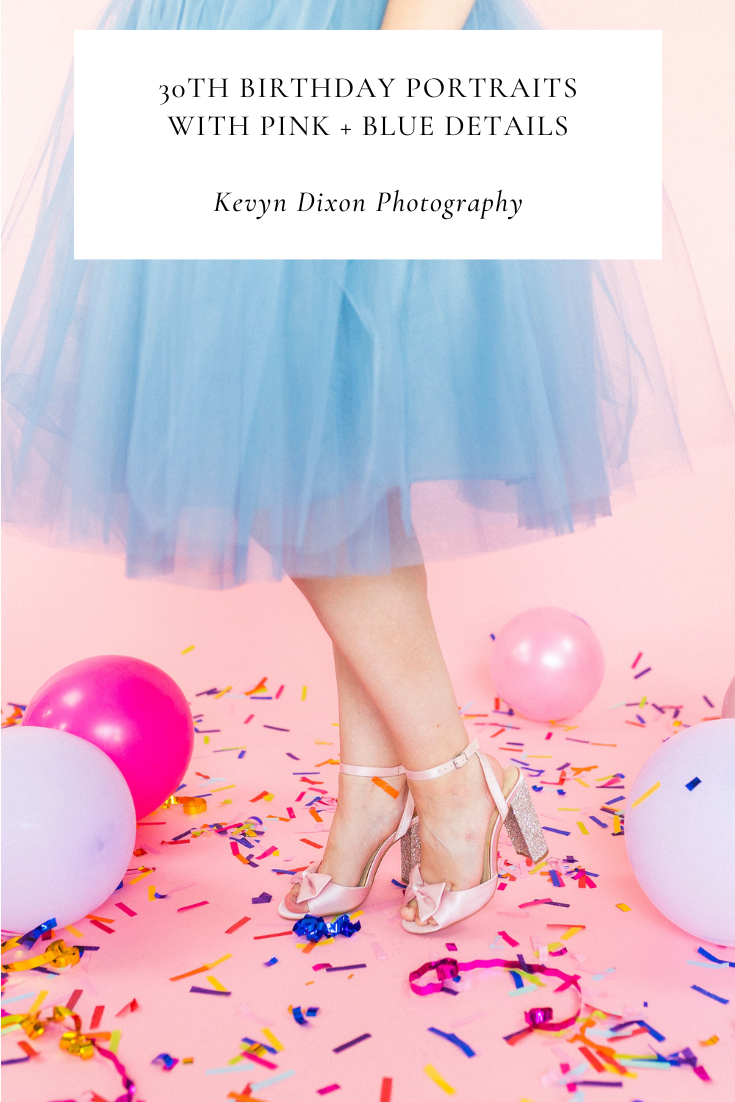 30th birthday portraits with pink and blue details photographed by NC portrait photographer Kevyn Dixon Photography