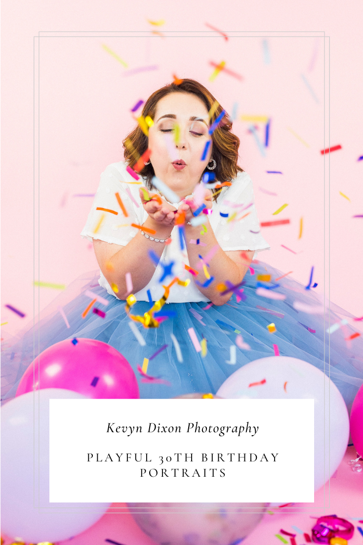 30th birthday portraits with pink and blue details photographed by NC portrait photographer Kevyn Dixon Photography