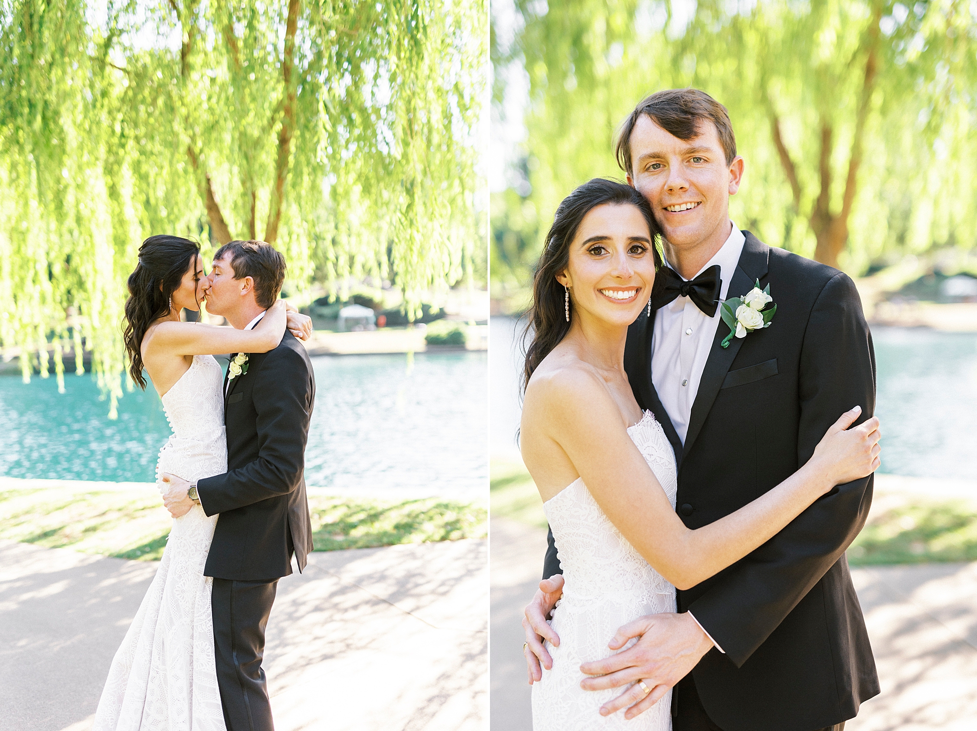 groom lifts bride up during photos in Freedom Park