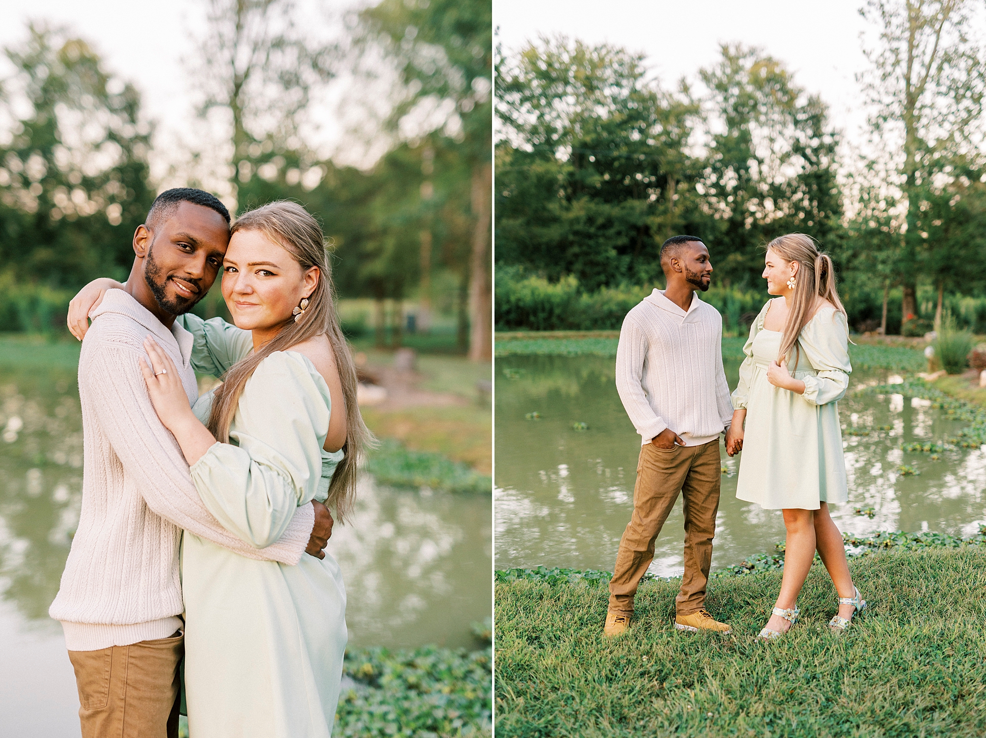 couple walks by pond at Bella Terra