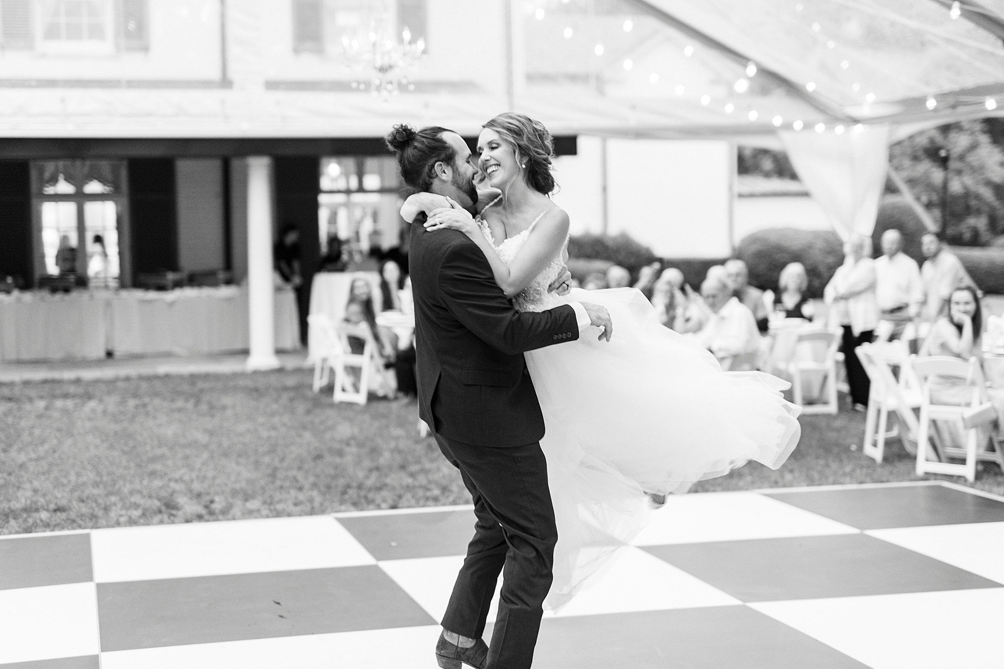 bride and groom dance during Mocksville NC wedding reception