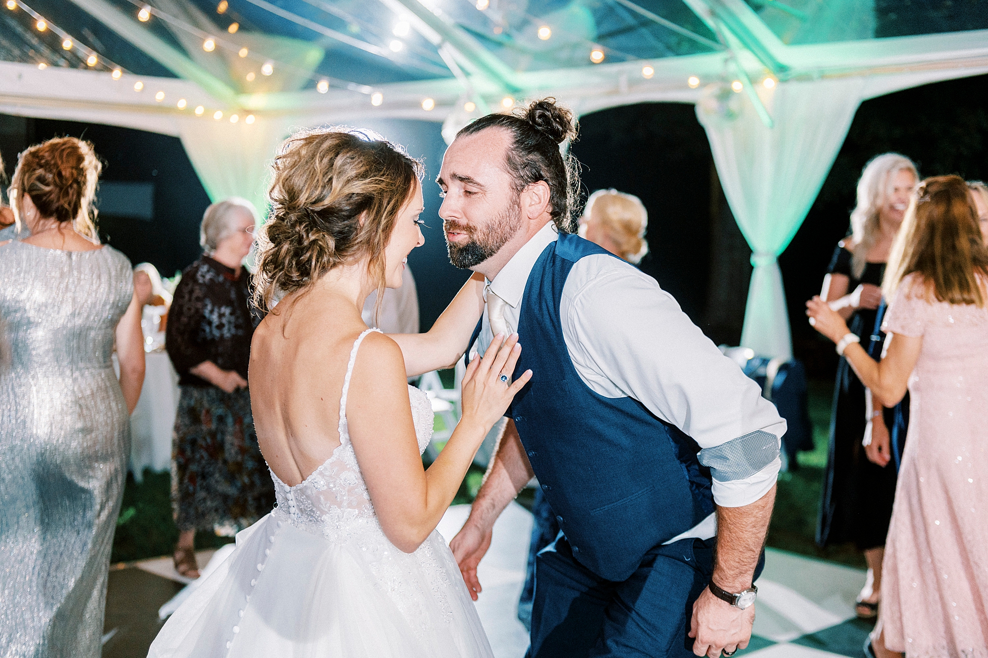bride and groom dance during Mocksville NC wedding reception