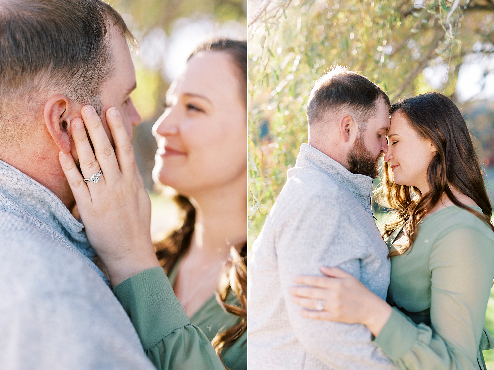 fall engagement session under tree at Chetola Resort