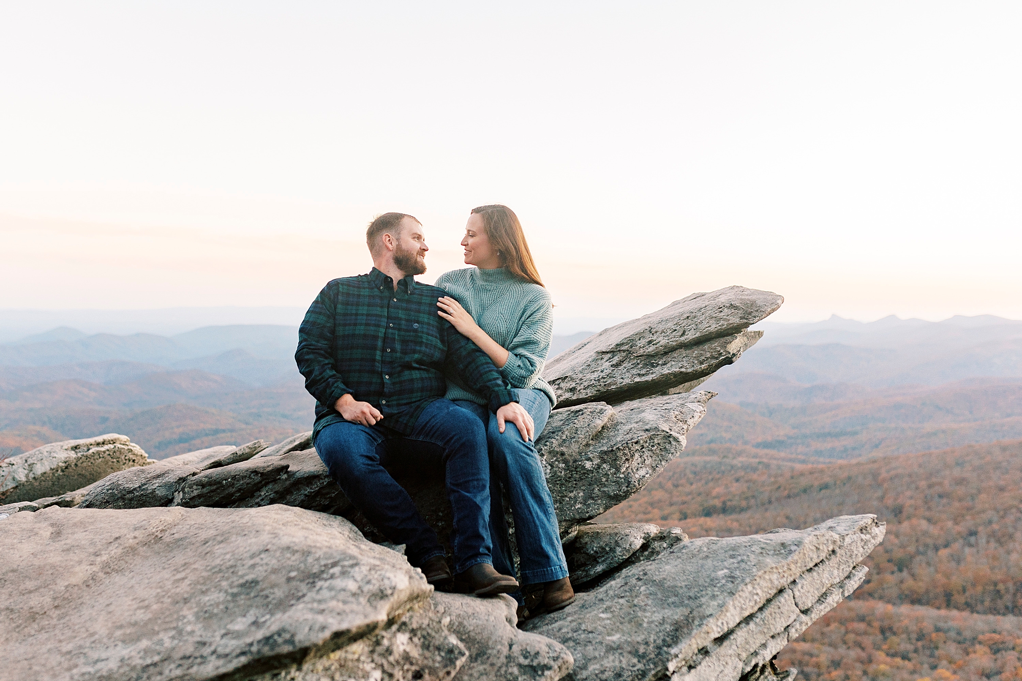 Rough Ridge engagement session on top of Blue Ridge Parkway