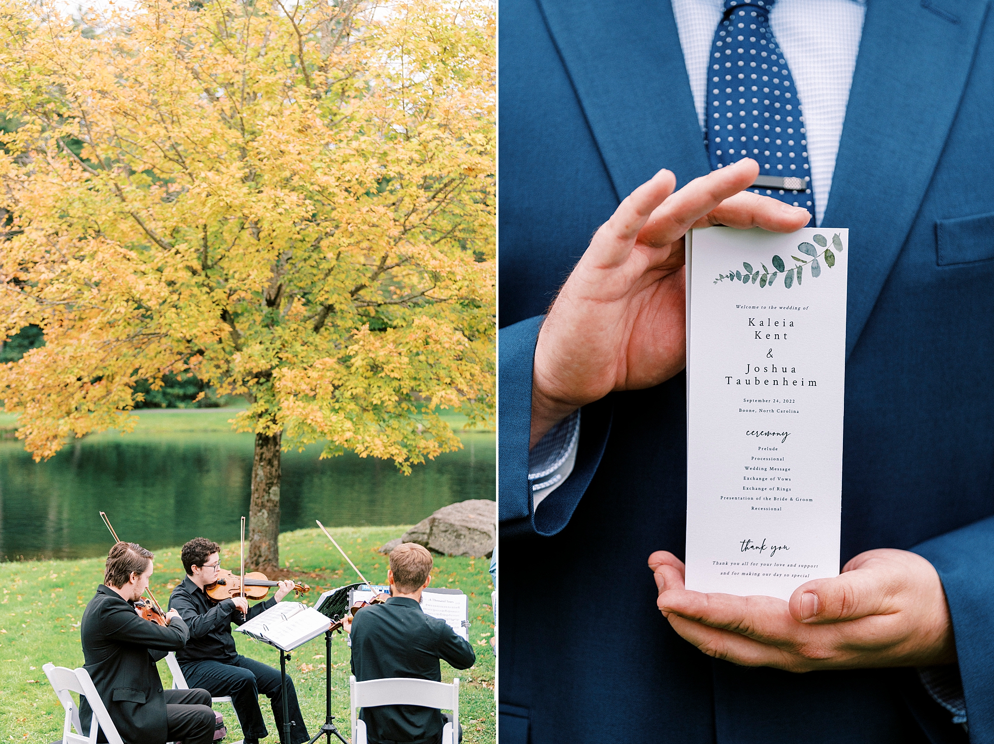 outdoor wedding ceremony with string quartet at Chetola Resort