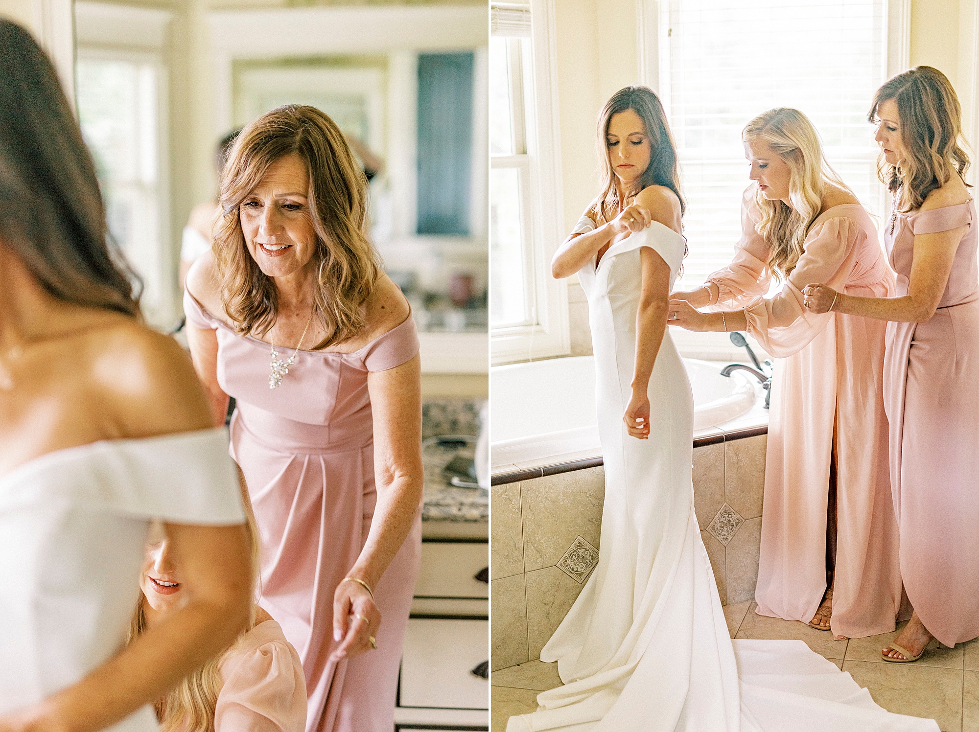 bride prepares for fall wedding at Lake Norman