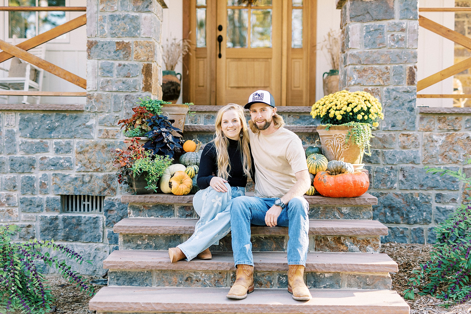couple sits on front porch in Richfield NC