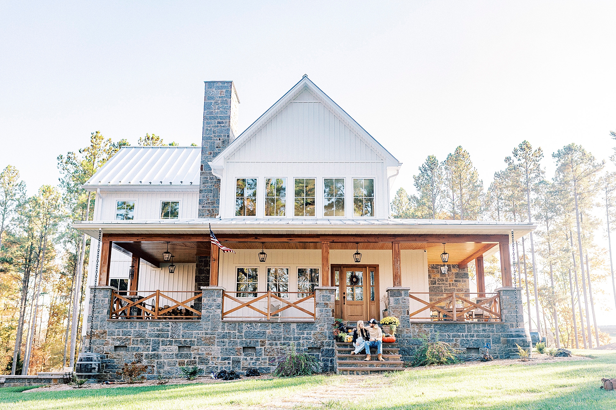 at-home engagement session on property in Richfield, NC