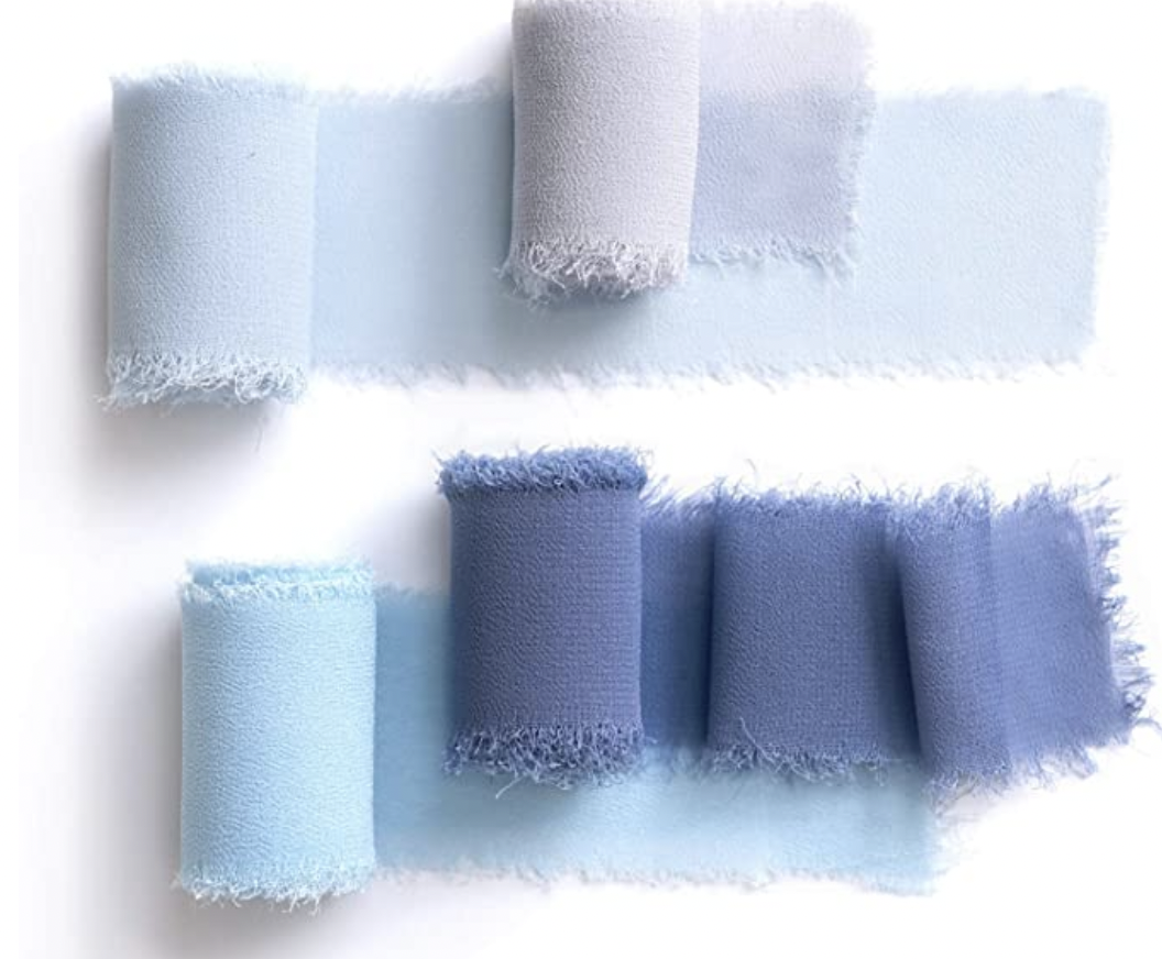 blue ribbons for detail styling kit for wedding photographers