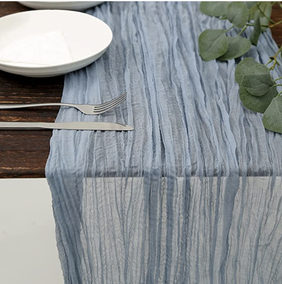 gauze table runner for backdrop in detail photos