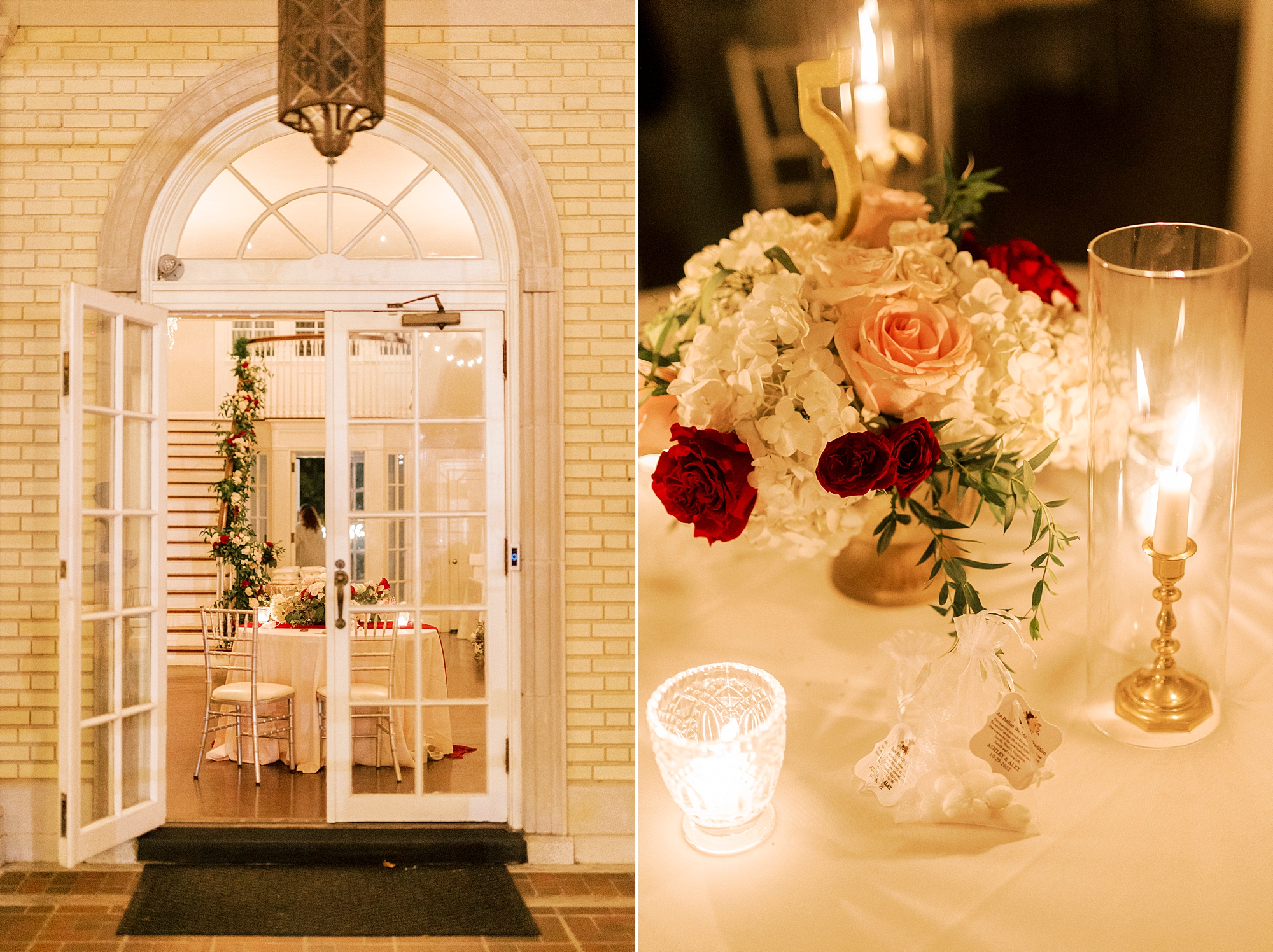 candle light on reception tables at Separk Mansion