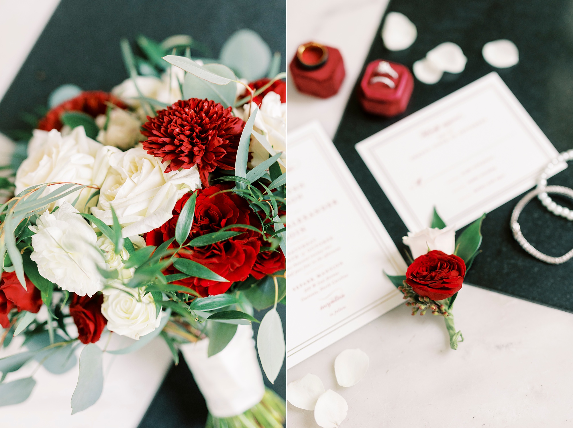 black and ivory wedding bouquet for Separk Mansion wedding
