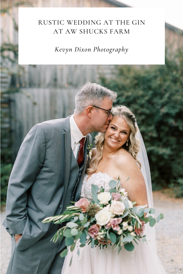 Rustic Gin at Aw Shucks Farm Wedding in Monroe NC with pink and grey palette photographed by NC wedding photographer Kevyn Dixon Photography