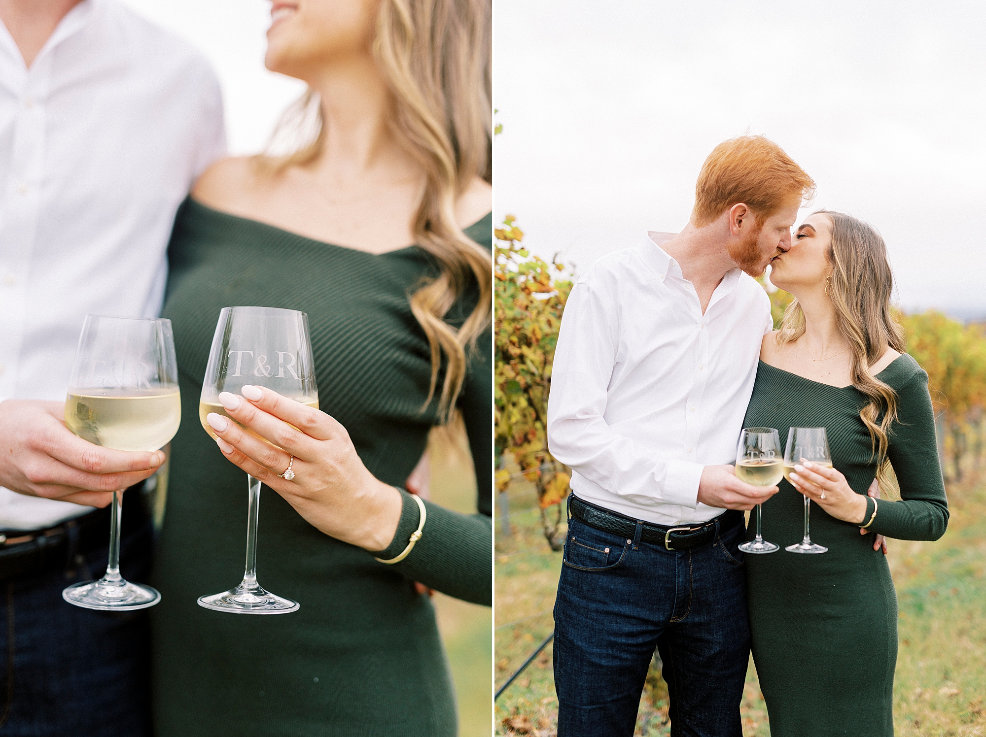 couple holds glass of white wine at Raffaldini Vineyards
