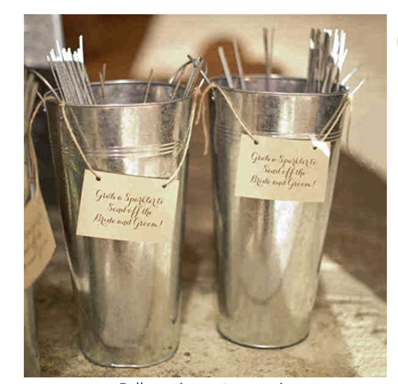 tin cans for storing sparklers on wedding day