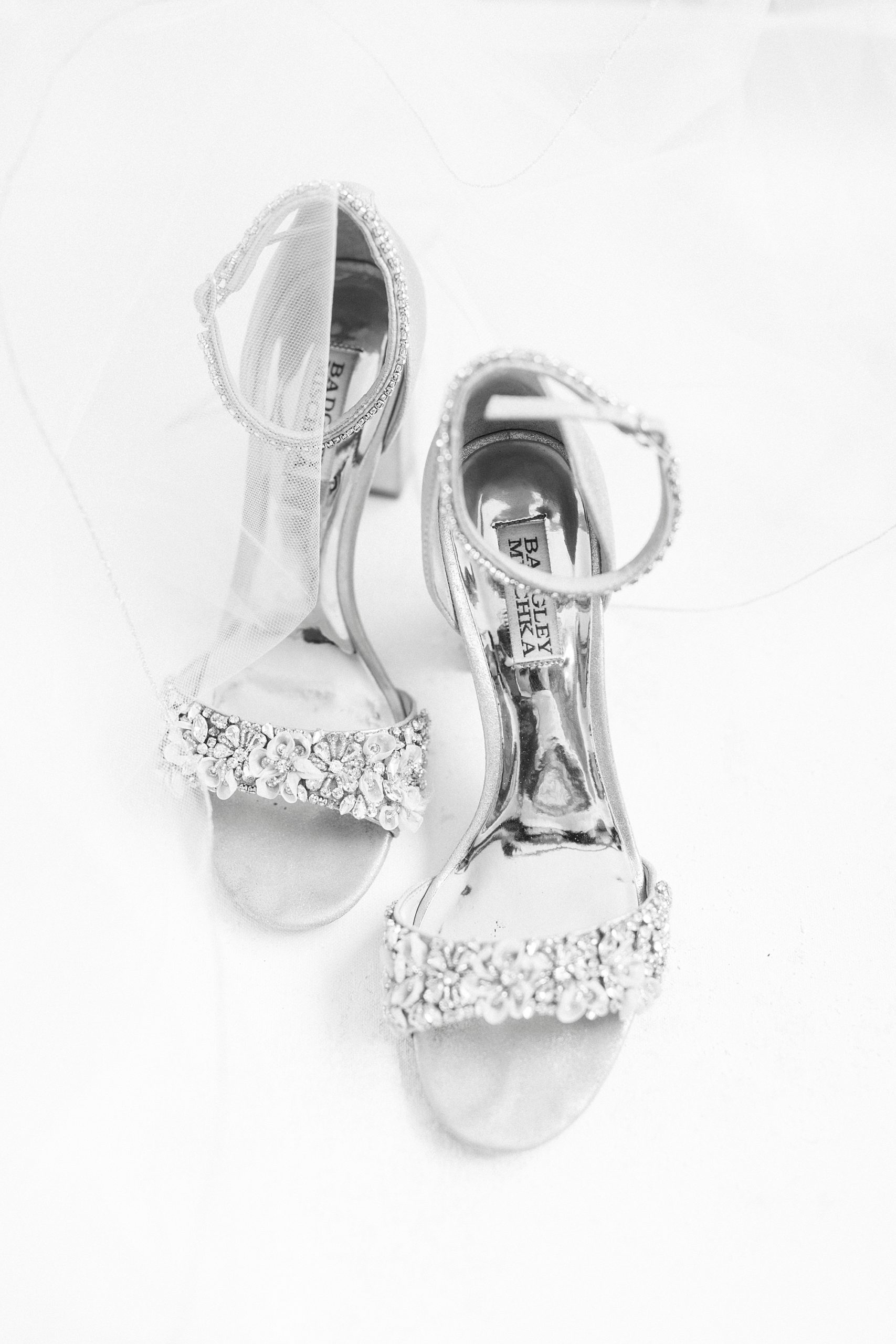 bride's shoes with jeweled tops