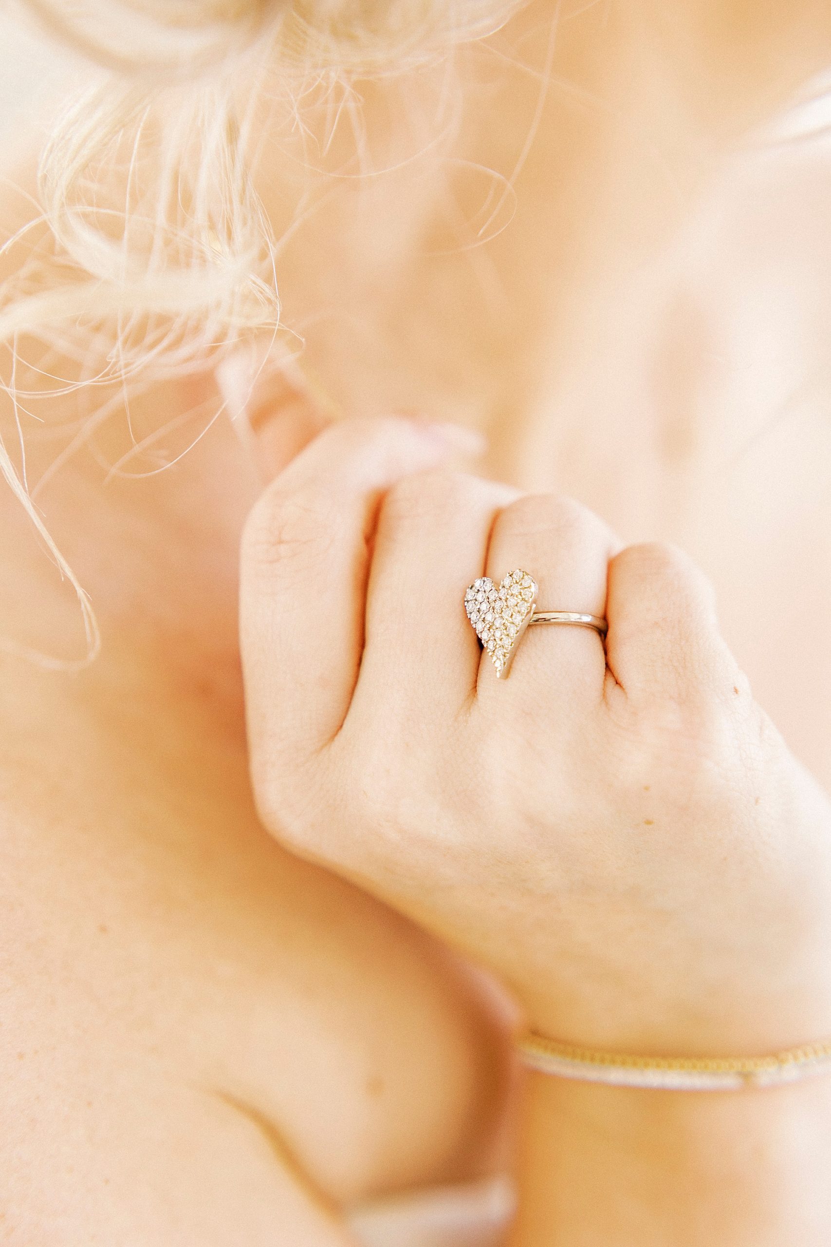 bride shows of heart ring