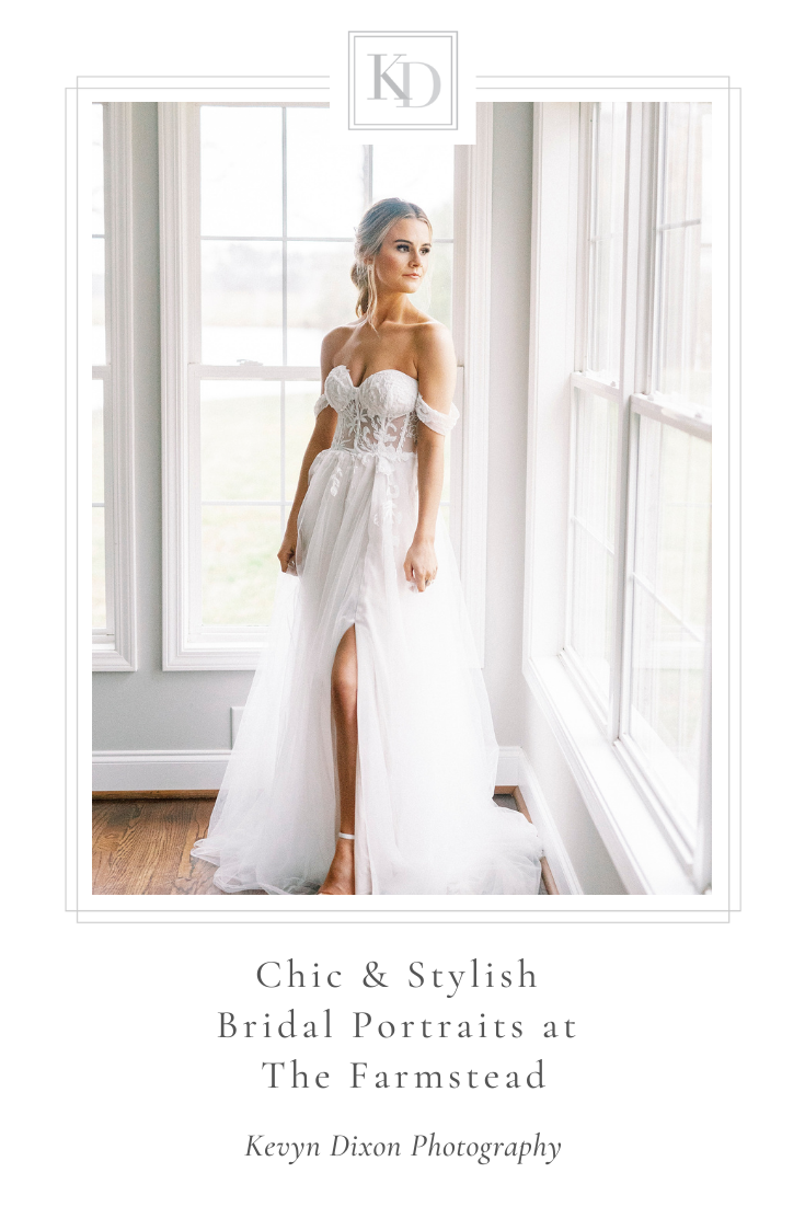Bridal Portraits at The Farmstead in Concord, NC for bride with succulents in bouquet photographed by Kevyn Dixon Photography
