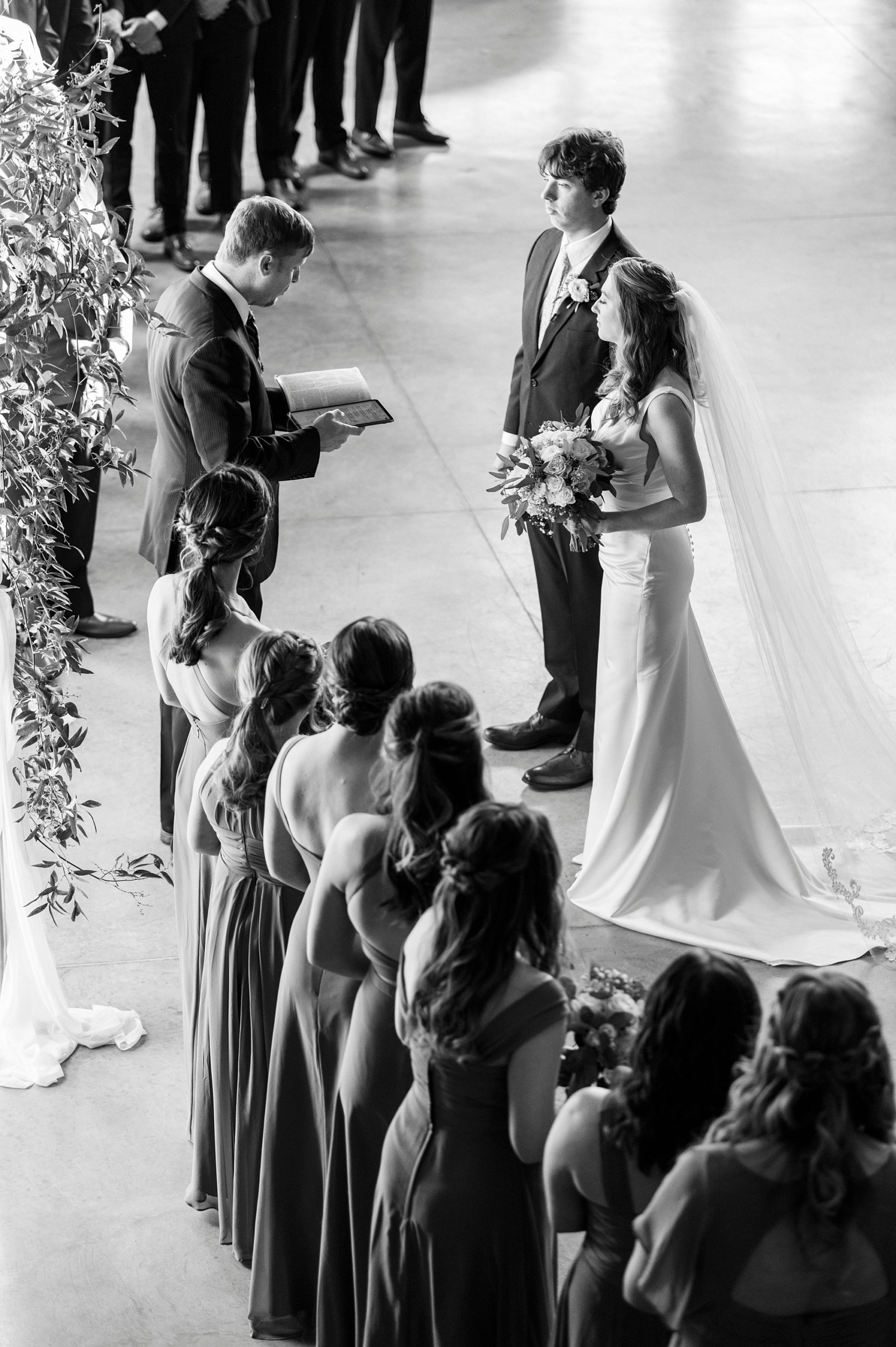 Christ-centered wedding ceremony at the Cadillac Service Garage in Greensboro NC