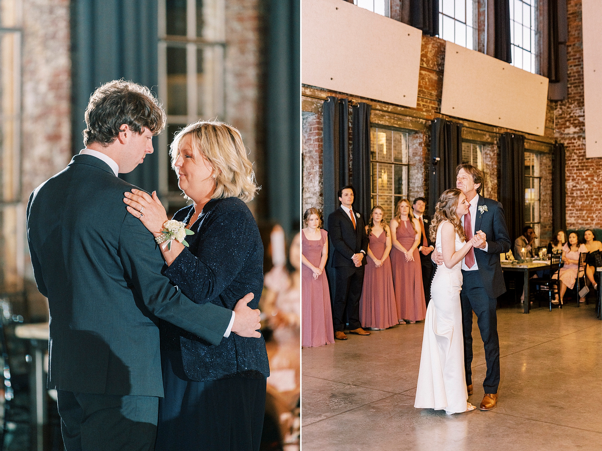 parent dances for newlyweds during Greensboro NC wedding reception 