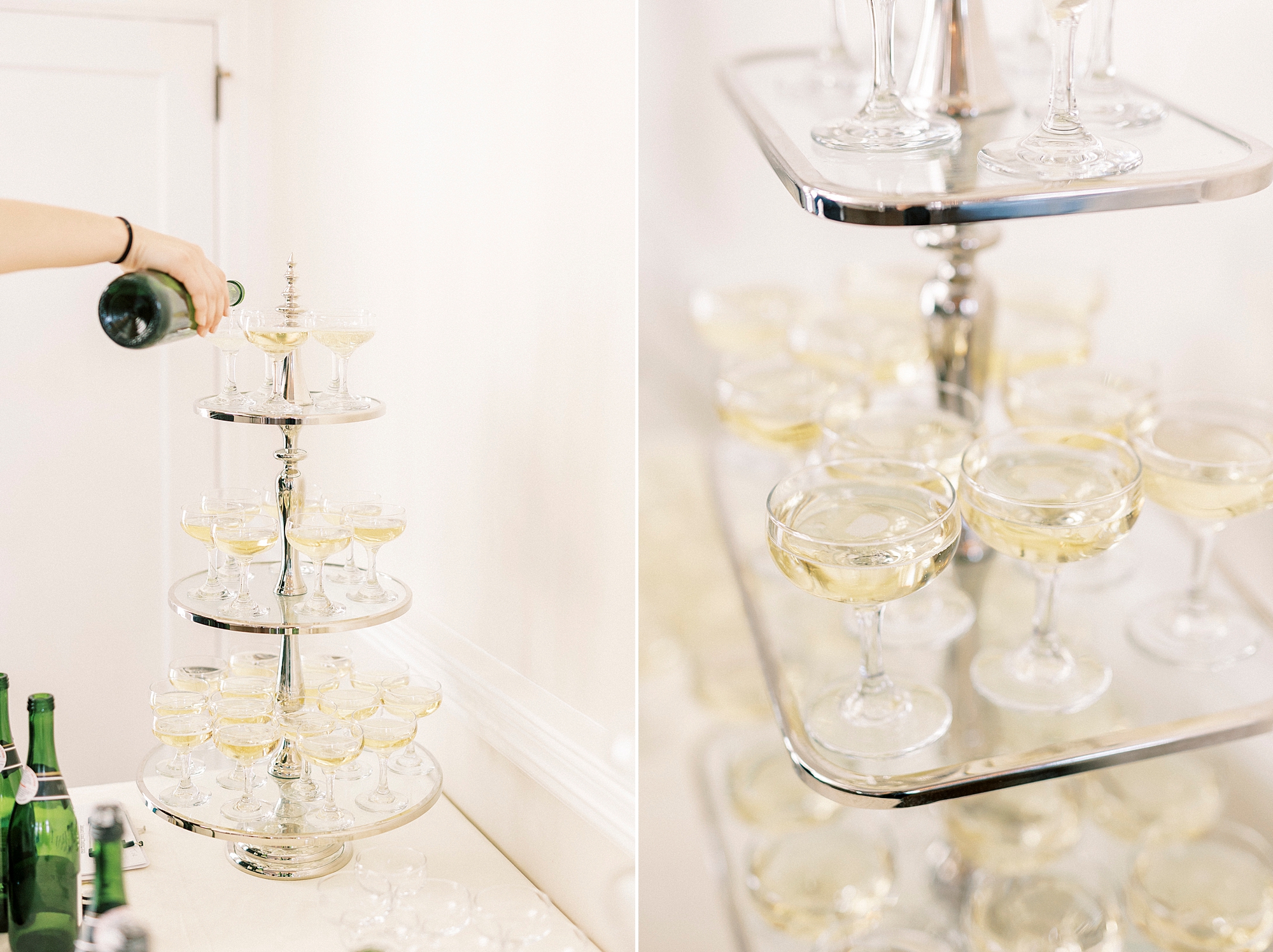 champagne tower for Grand Tasting Event at Separk Mansion in winter 2023 